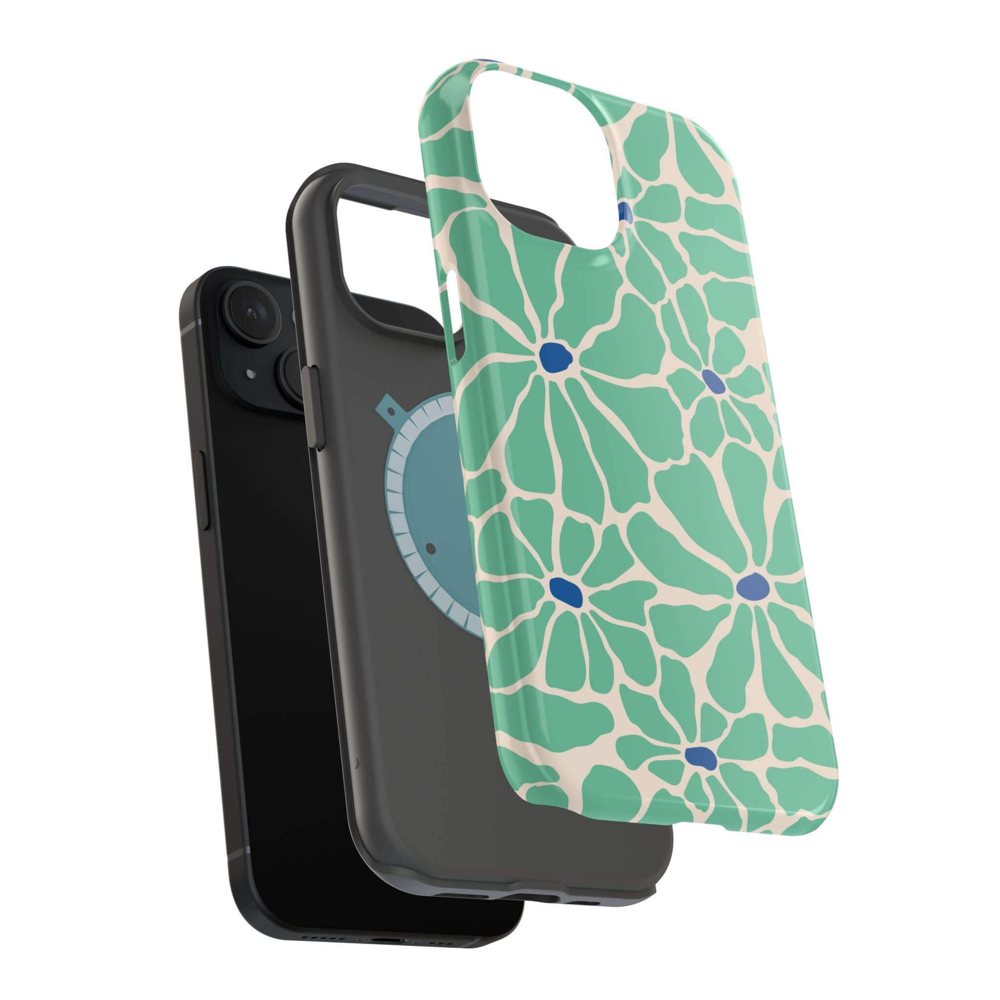 Cute phone cover featuring retro floral design, perfect accessory for Apple iPhone with added MagSafe technology.