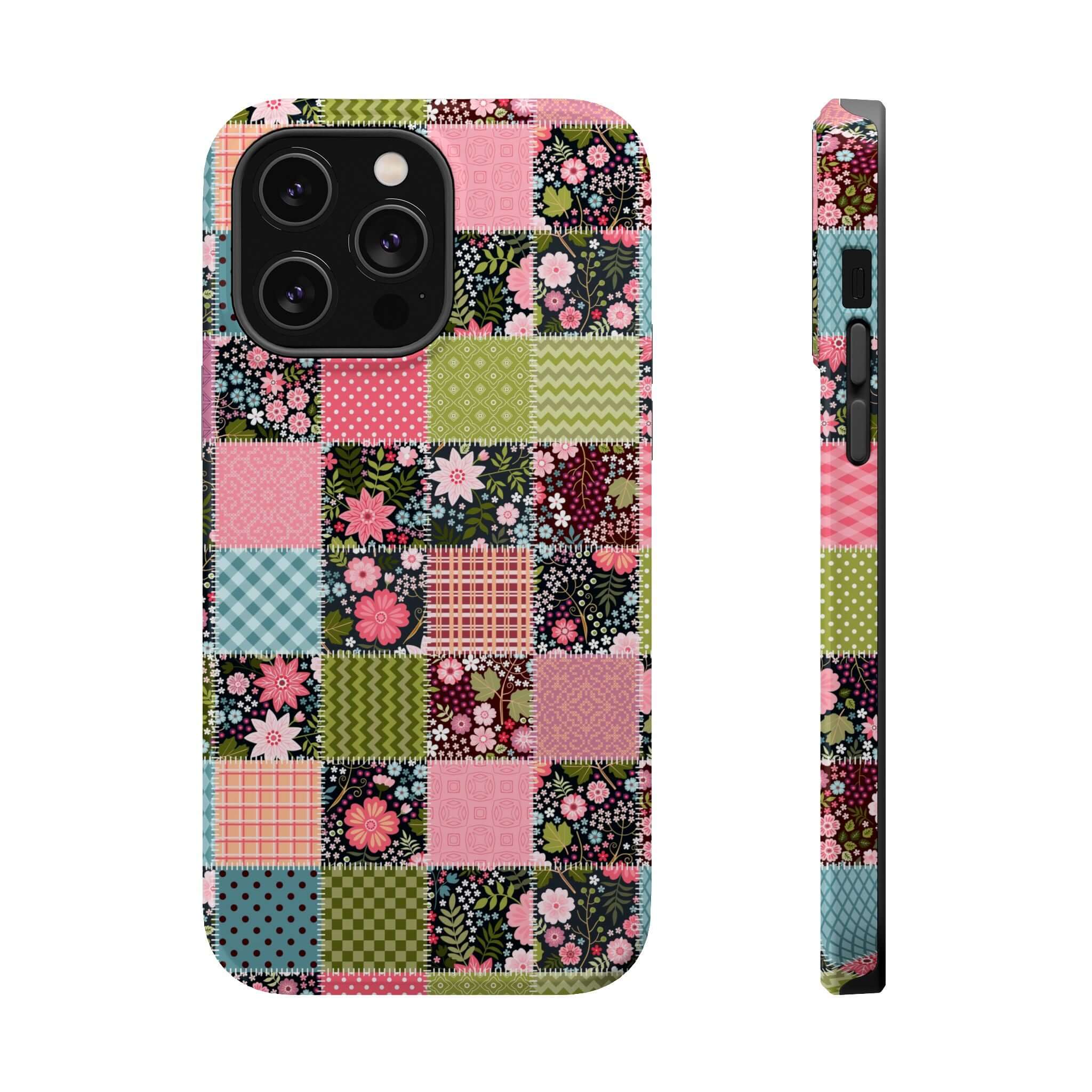 Groovy Flora Forage MagSafe iPhone Case with wildflower patchwork design, perfect cute phone cover for free-spirited floral lovers.