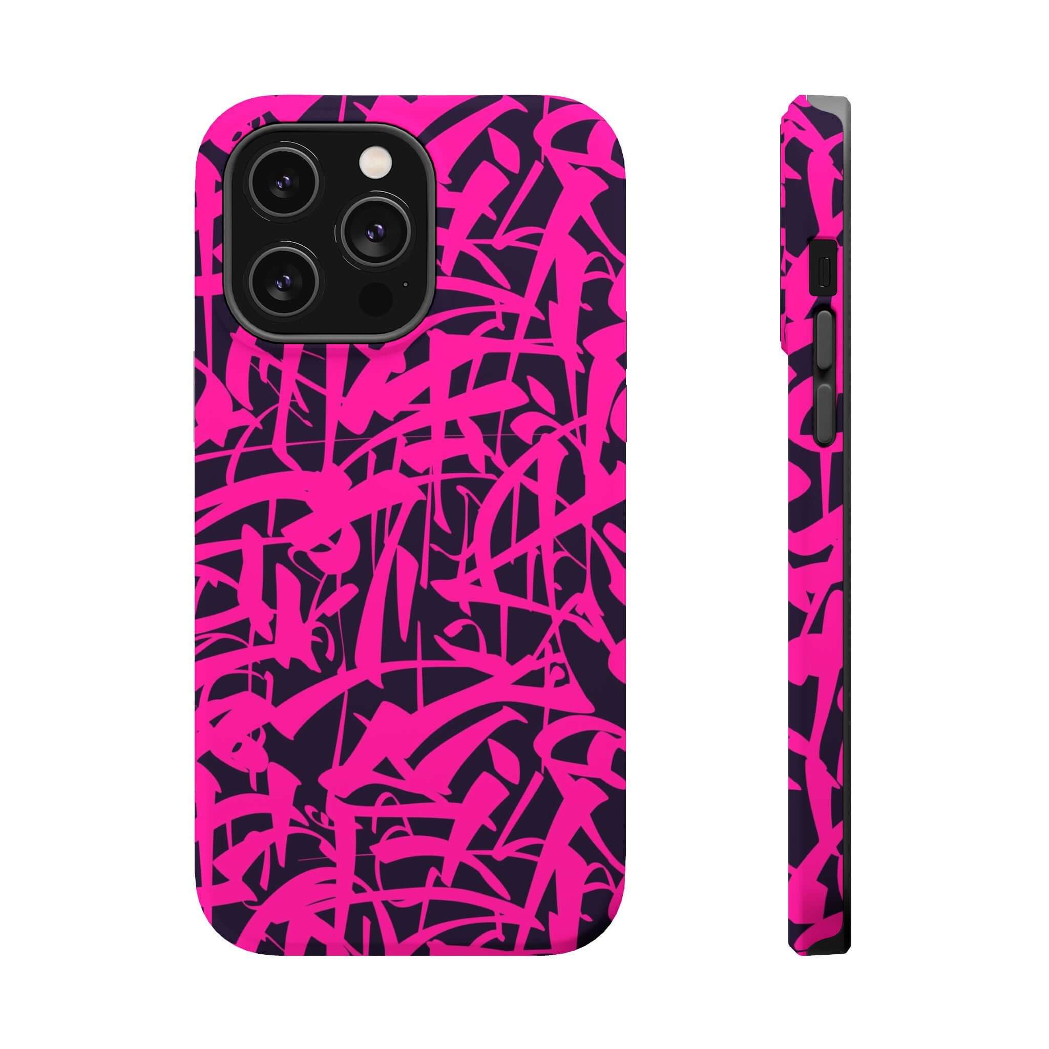 Cute Pink Art Case for iPhone, showcasing vibrant abstract design, perfect for personalizing your phone.