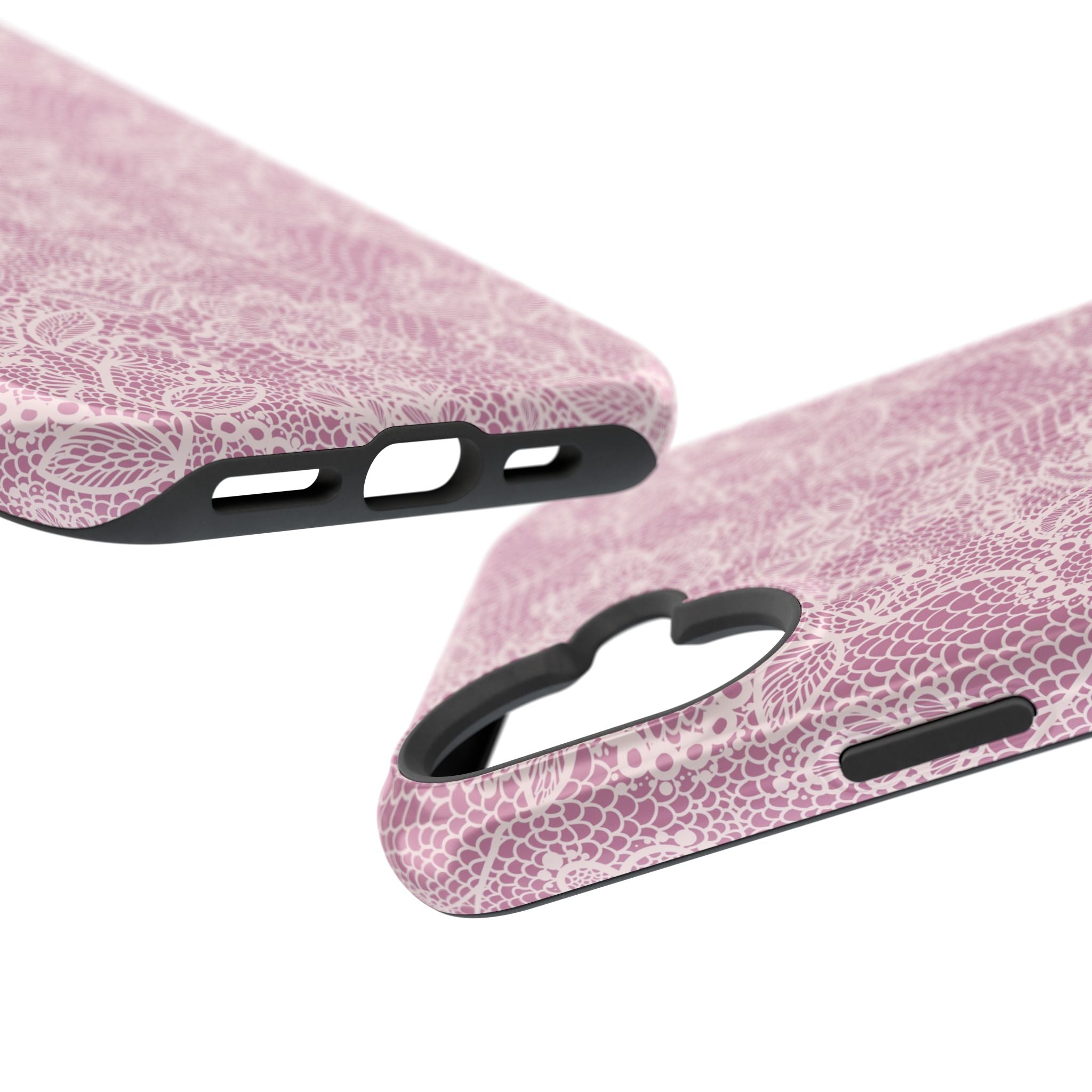 Pink Lace MagSafe iPhone Case with Floral Design, Cute Phone Cover for a Stylish Country Charm Look