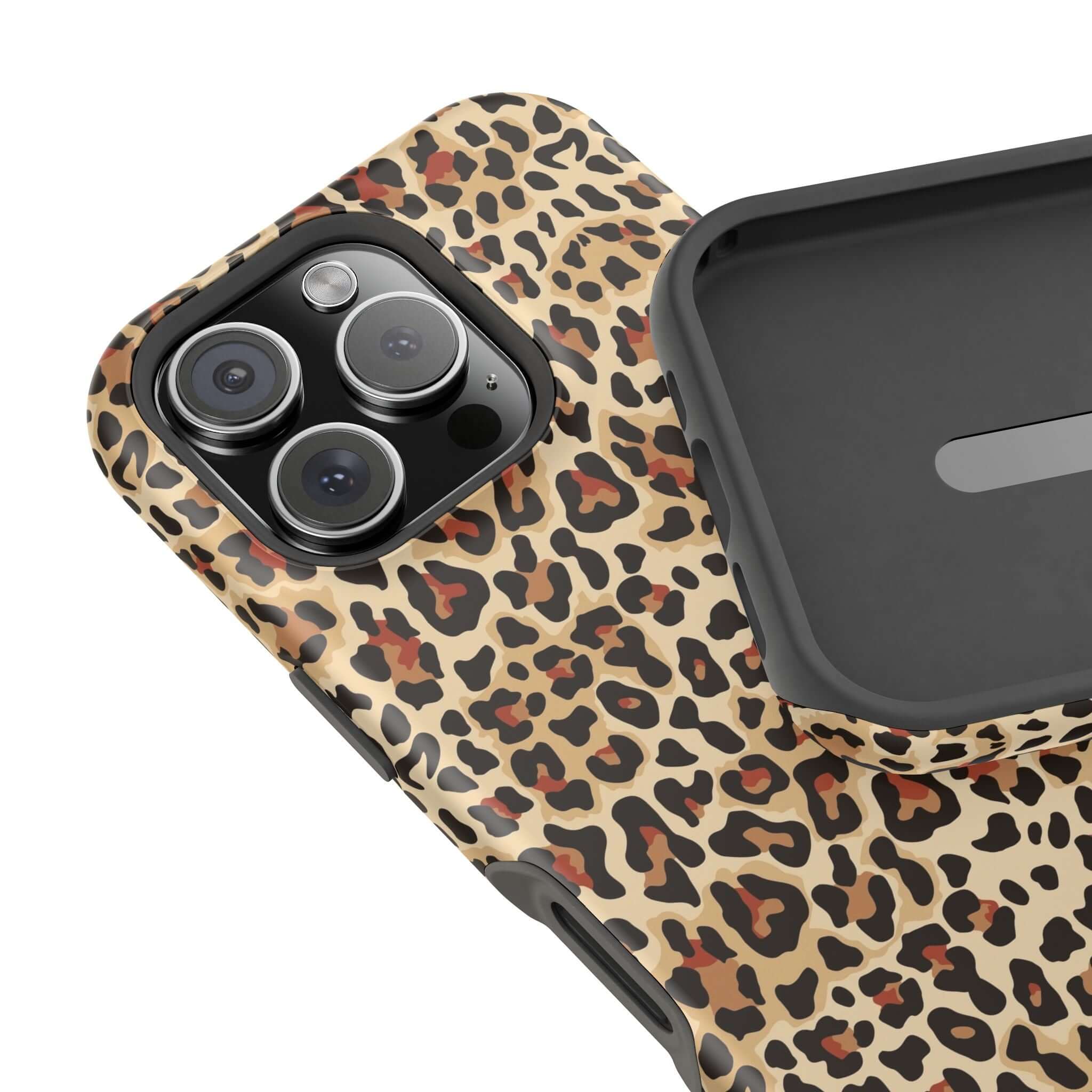 Leopard print MagSafe iPhone case showcasing a colorful and cute abstract design for stylish and practical phone protection.