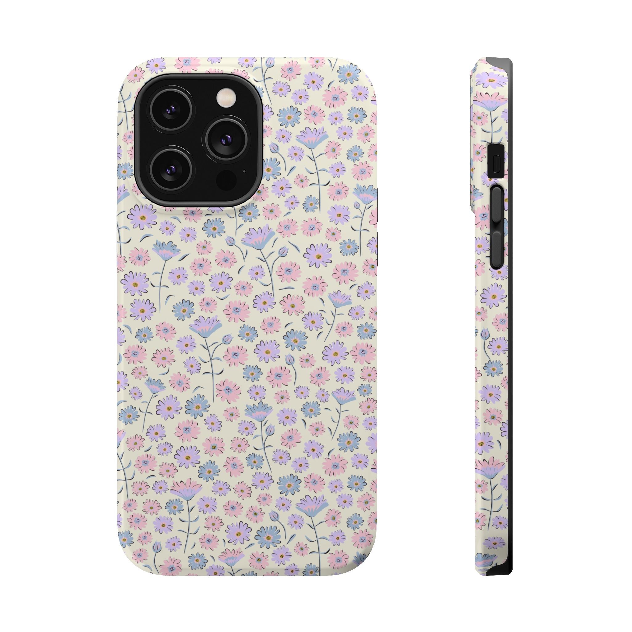 Pink flower iPhone 16 case with cottagecore design, featuring delicate floral patterns for a cute and stylish phone cover.