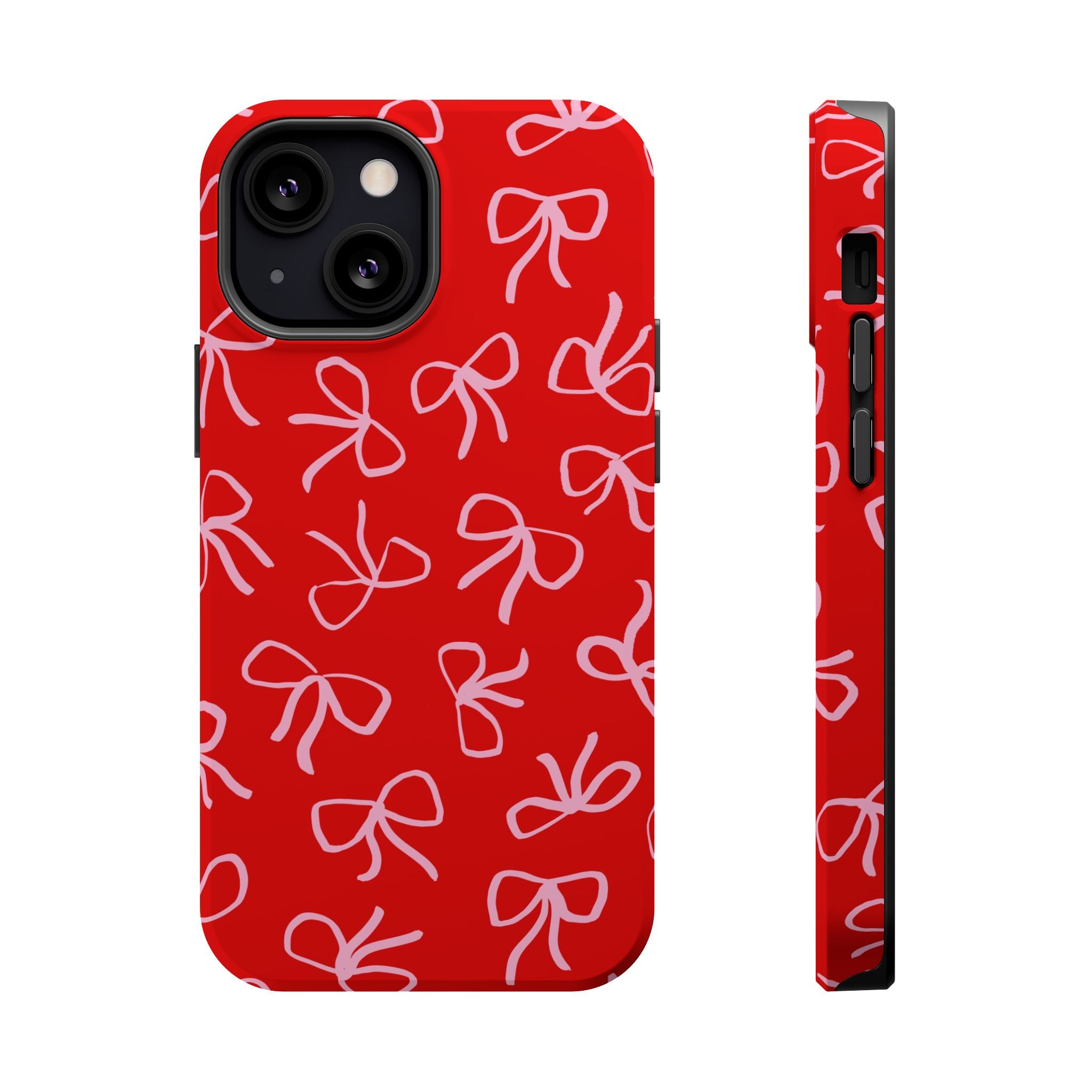 Red Coquette MagSafe phone case with cute bow pattern, adding a playful and flirty touch to your device.