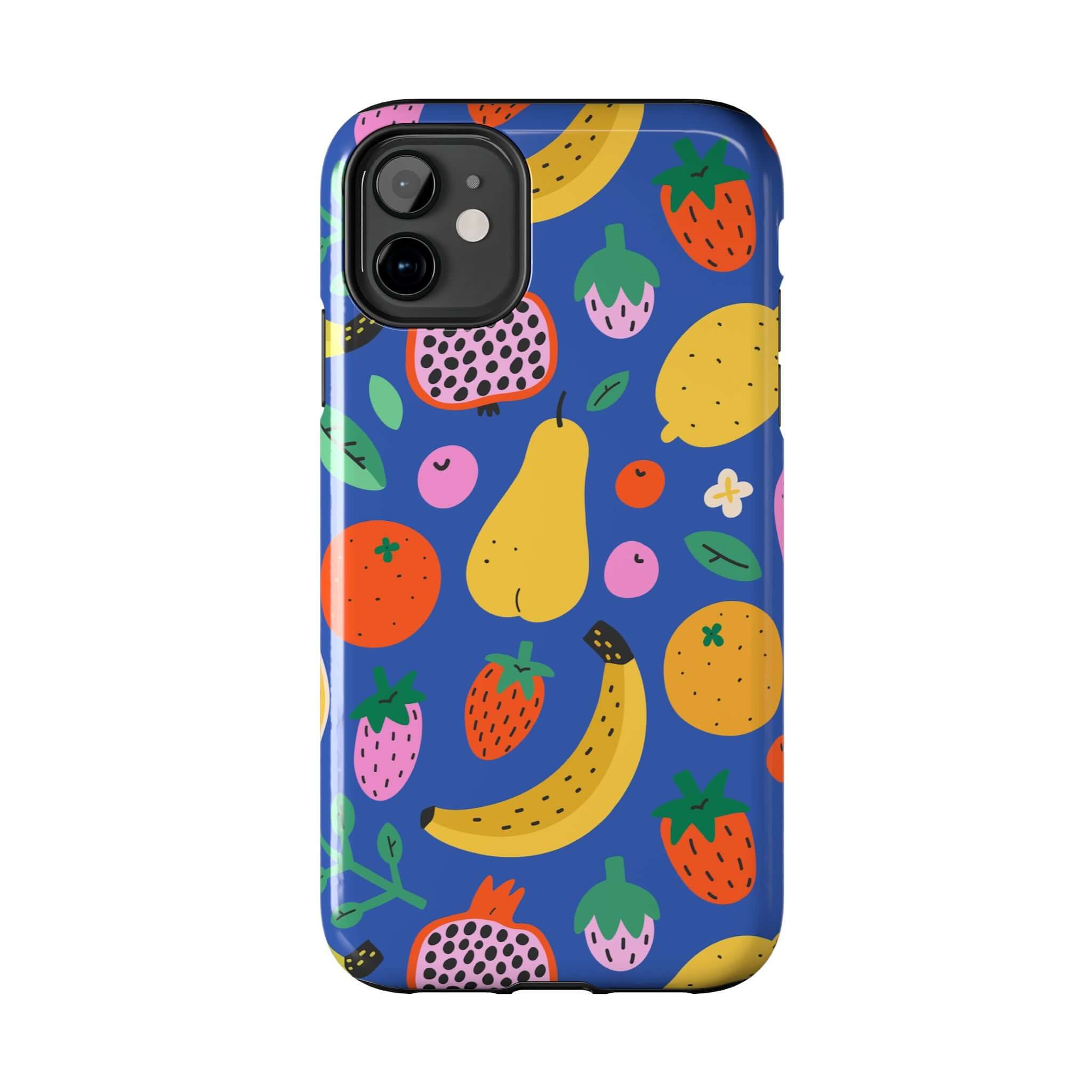 Cute phone cover with colorful beachy fruit design, perfect for summer vibes and protecting your Apple iPhone.