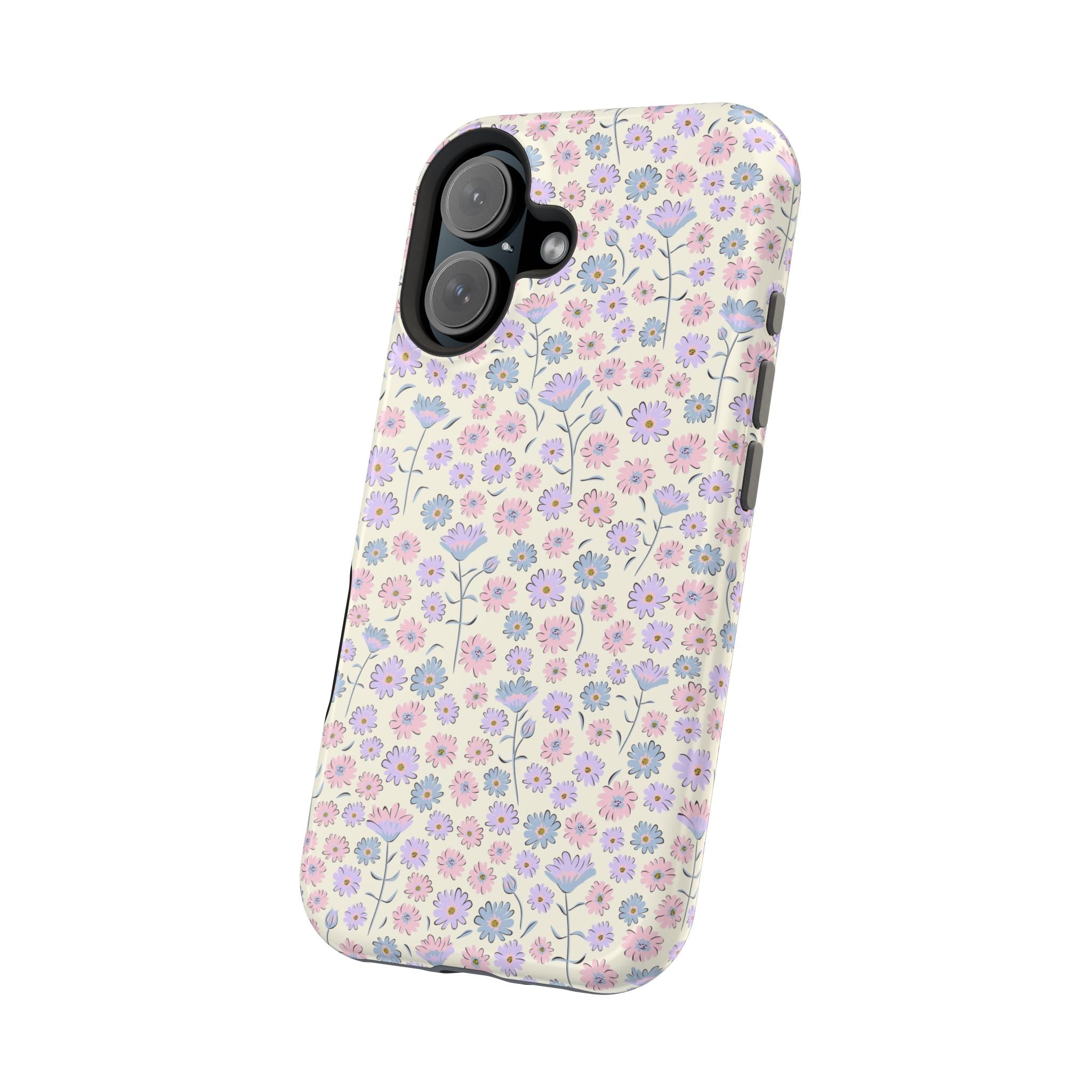 Cute Cottage Mornings pink flower iPhone 16 case with delicate floral design, inspired by cottagecore aesthetic.