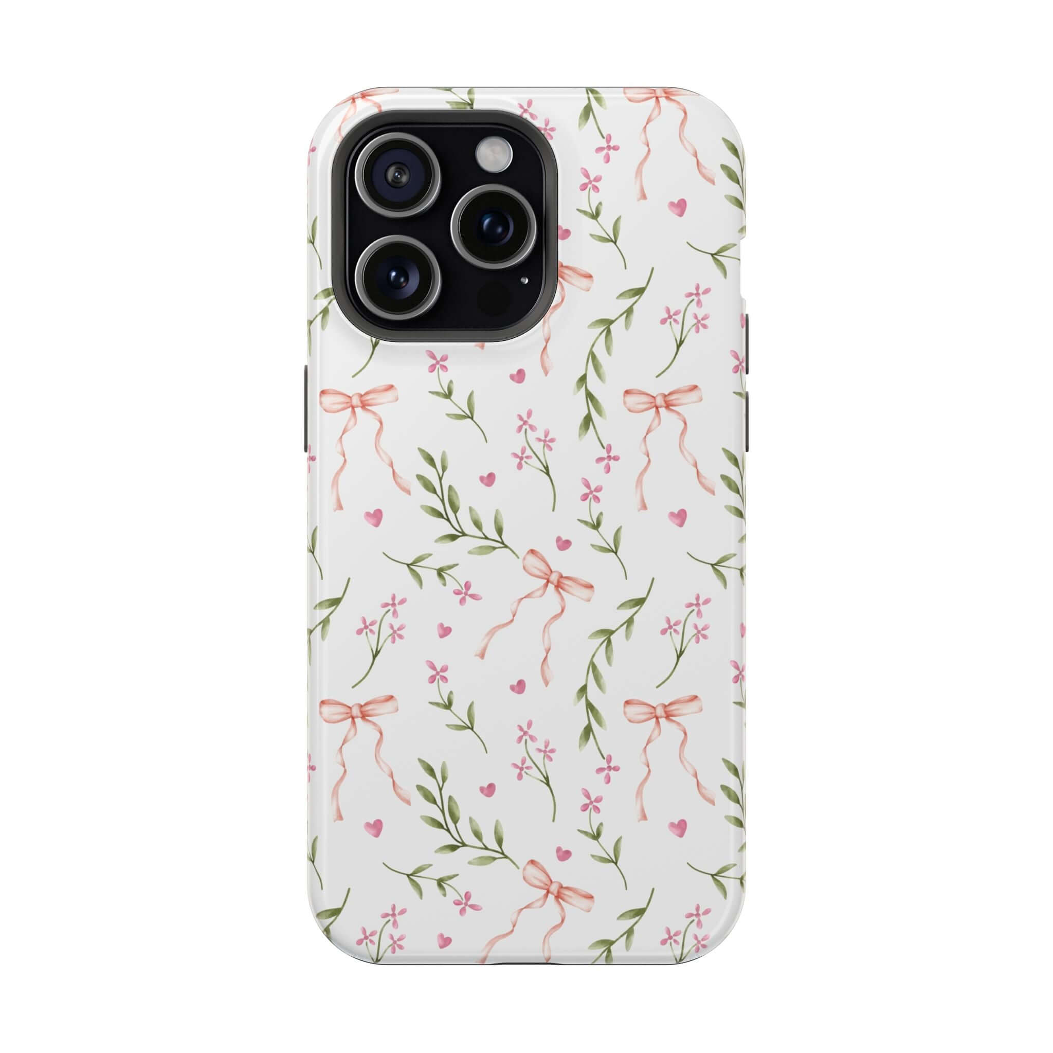 Pink Coquette MagSafe iPhone Case with Floral Design and Bows for a Cute and Whimsical Look - Darling Daydream