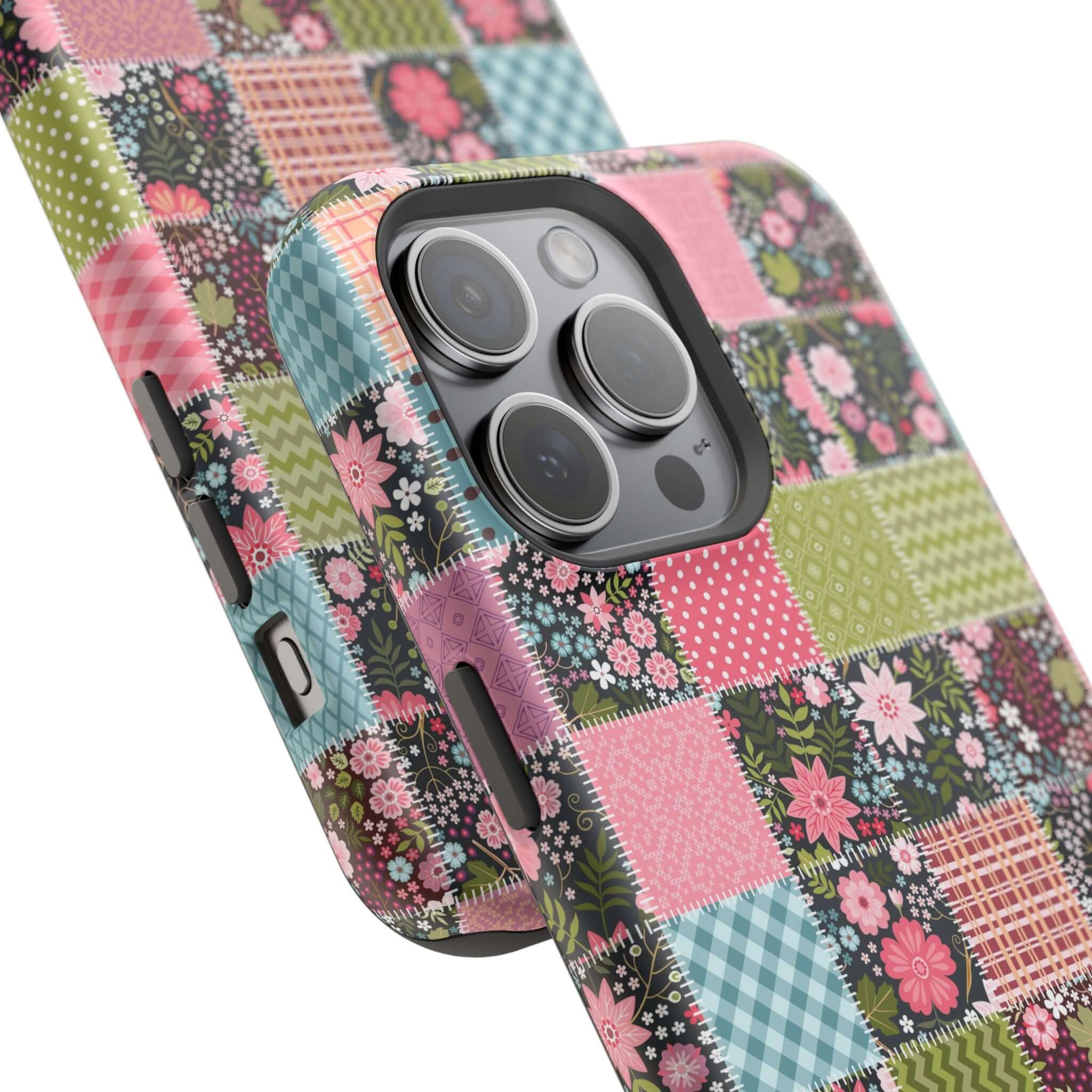 Groovy Flora Forage Wildflower Patchwork MagSafe iPhone Case with cute floral design for free-spirited, granola girl vibes.