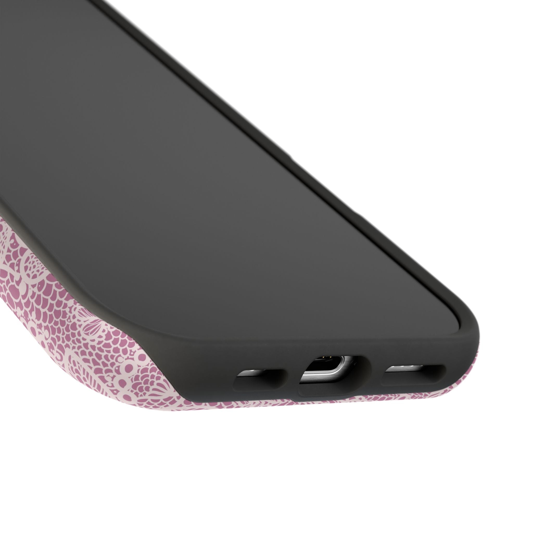 Pink Lace MagSafe iPhone Case with Floral Design - Cute Phone Cover for Style and Protection