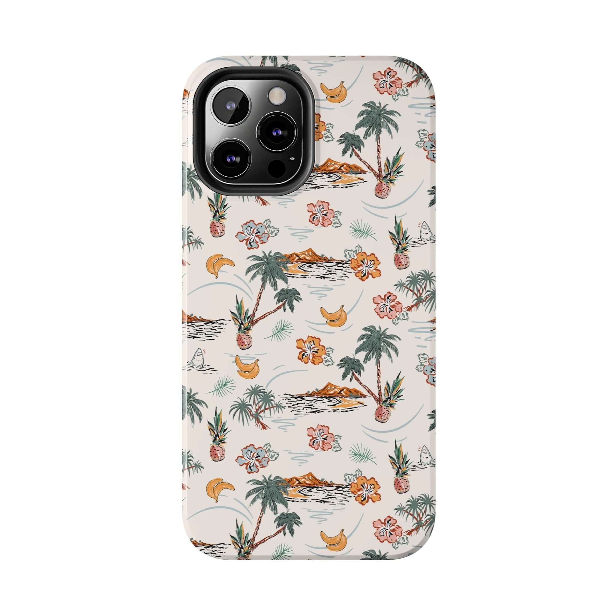 Cute iPhone 14 case with tropical palm tree design, perfect beach phone cover, free shipping included.