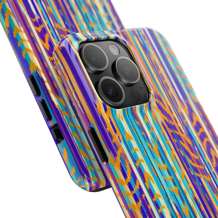 Colorful tie dye iPhone case with abstract pattern, protecting and enhancing your phone's appearance. Perfect cute phone case option.