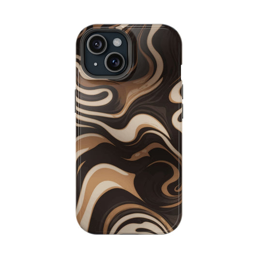 Cute iPhone 14 case with coffee swirl design for coffee lovers, protective and stylish phone case for iPhone with adorable patterns