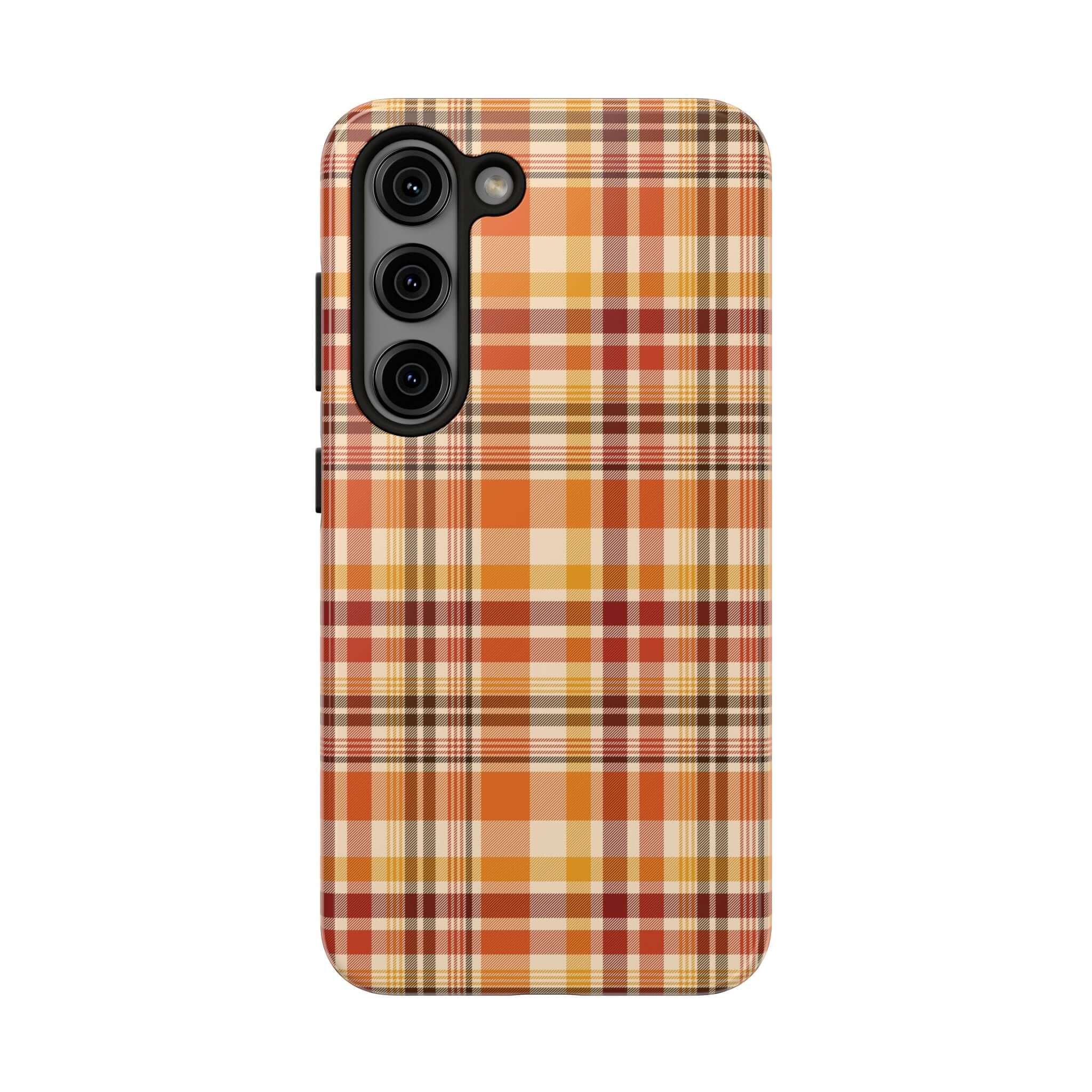 Autumn Air Fall Plaid Case for iPhone featuring a cute plaid design perfect for the autumn season and Halloween.