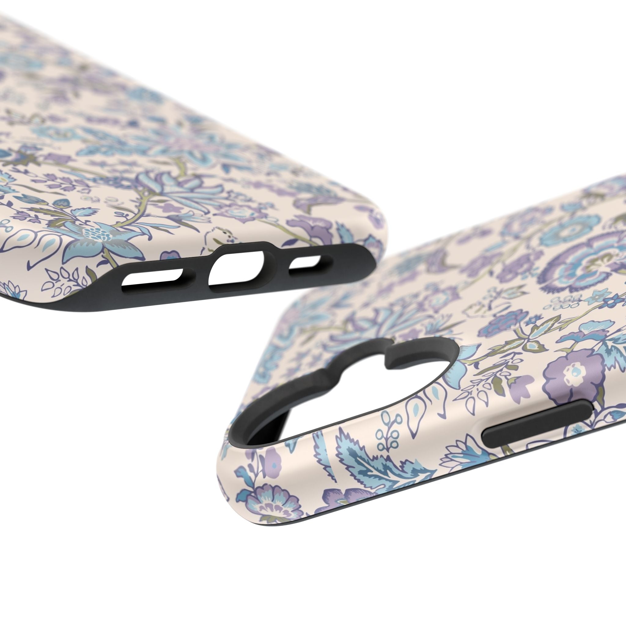 Blue CottageCore MagSafe iPhone case with floral design, perfect cute phone cover for nature lovers.