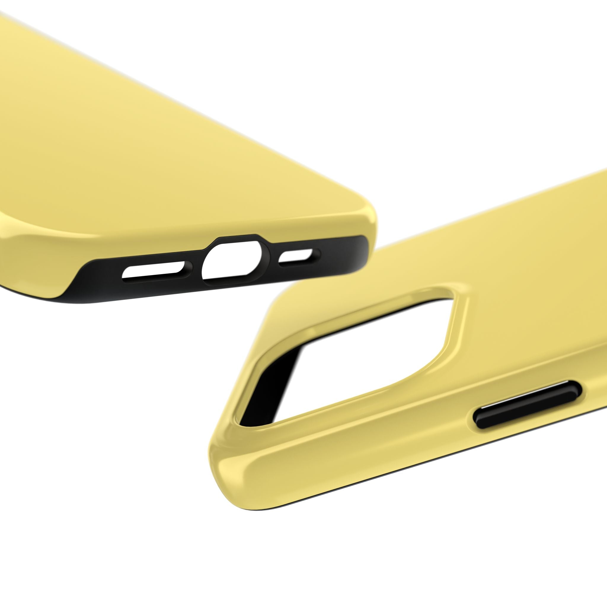 Solid yellow iPhone case with precise cutouts, cute and functional. Perfect phone case for adding a pop of color to your device.