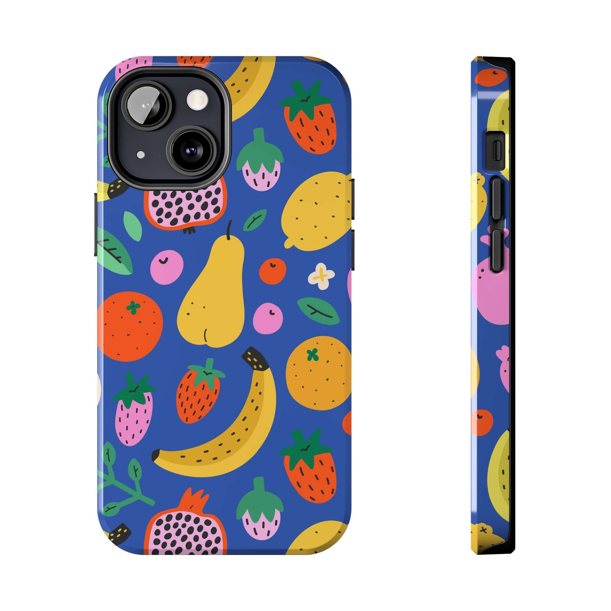 Cute phone cover with colorful beachy fruit design, perfect for summer vibes and Apple iPhone protection.