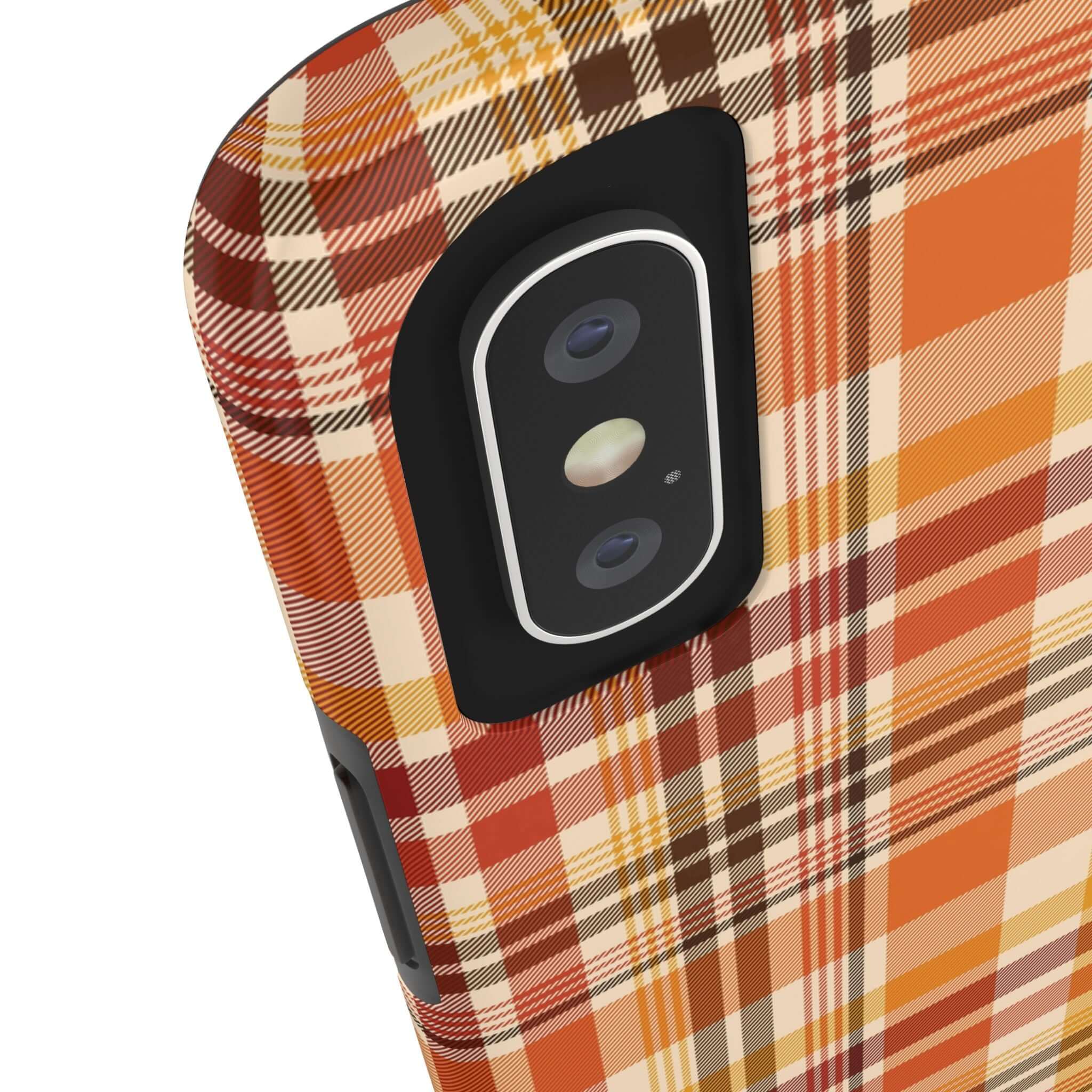 Halloween-themed fall plaid iPhone case with autumn colors - Autumn Air cute fall phone case for seasonal style and phone protection.