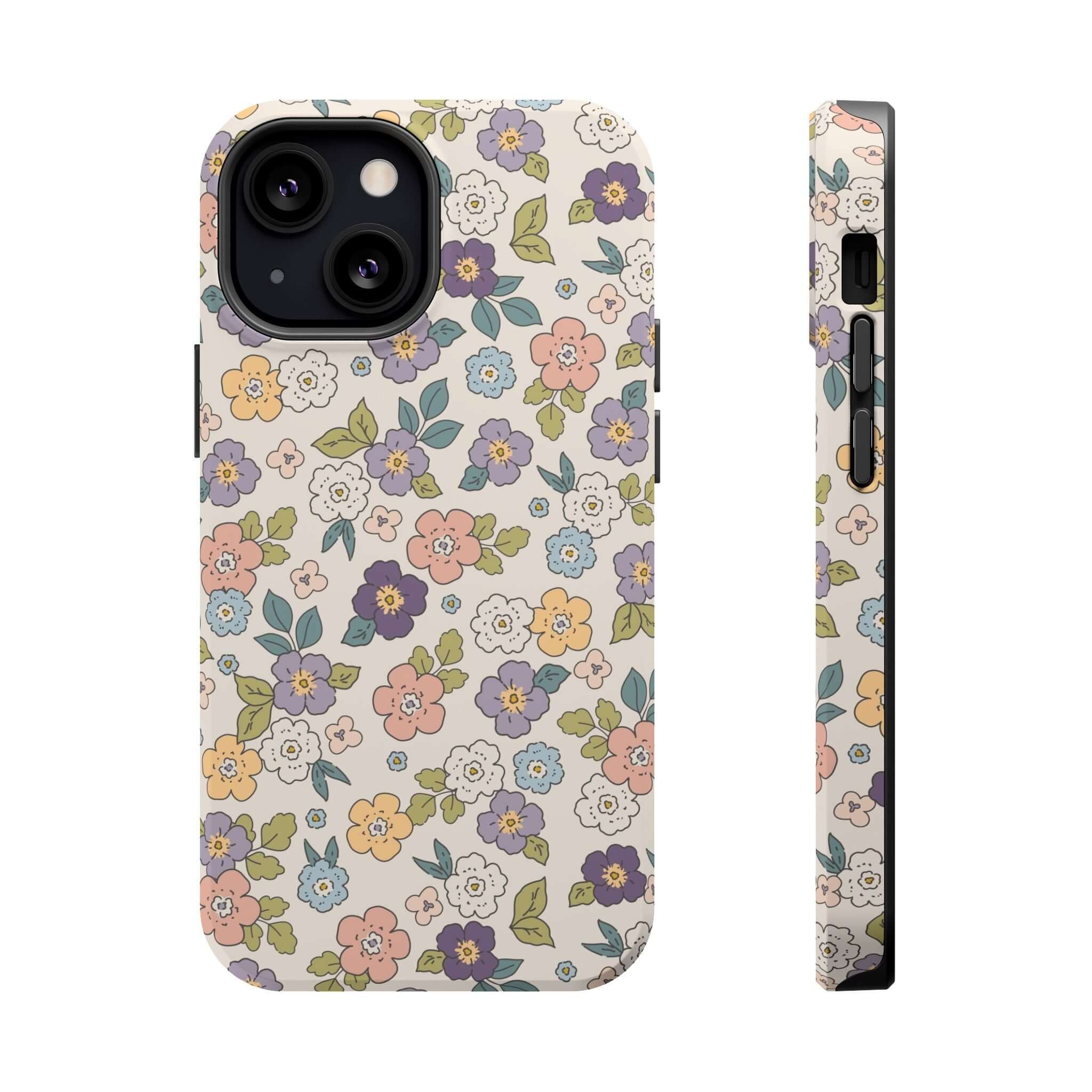 Colorful floral iPhone case with daisies, perfect for beachy vibes and cute phone cover lovers. MagSafe compatible and stylish!