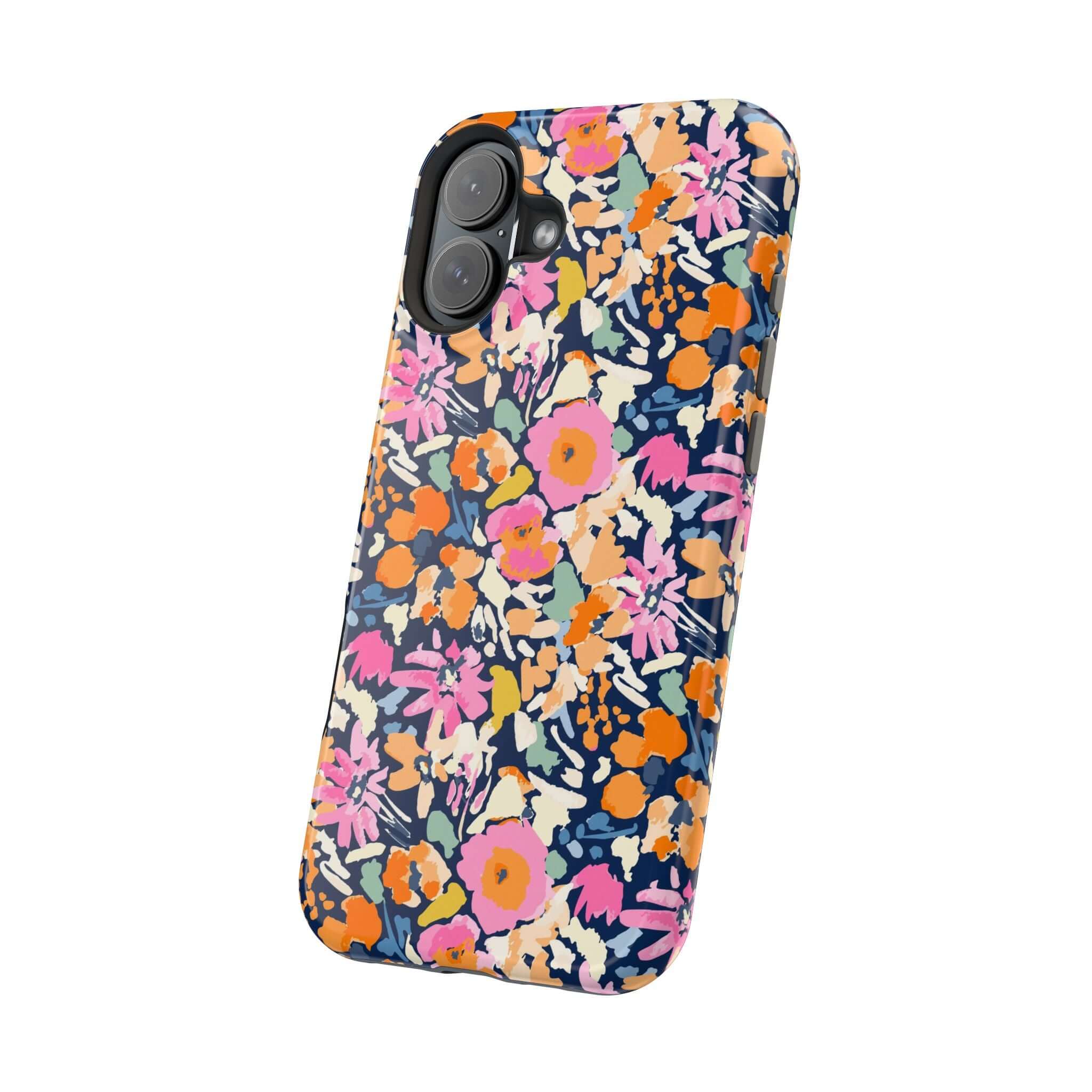 Botanic Burst iPhone 16 Cute MagSafe case with colorful floral design for stylish protection.