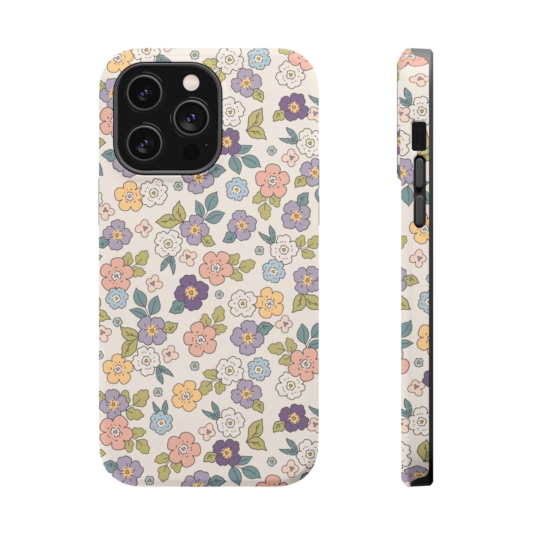 Colorful Ditsy Daisies floral iPhone case showcasing a cute design, perfect beachy phone cover for stylish users.