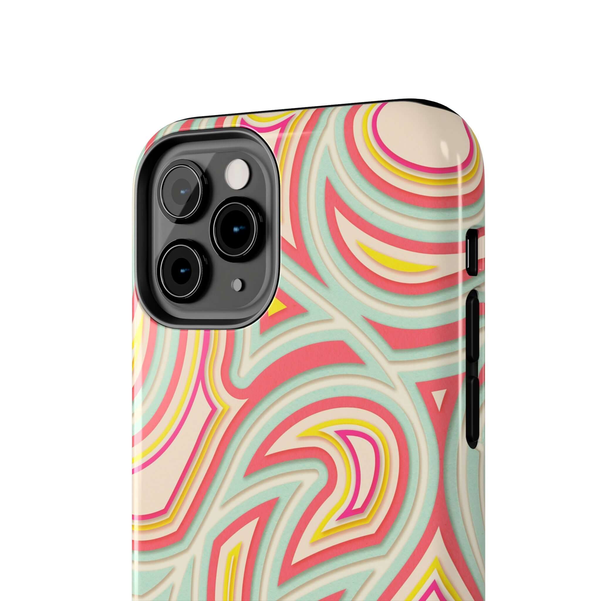 Groovy Waves Retro Abstract Phone Case for iPhone with Funky 70s Design