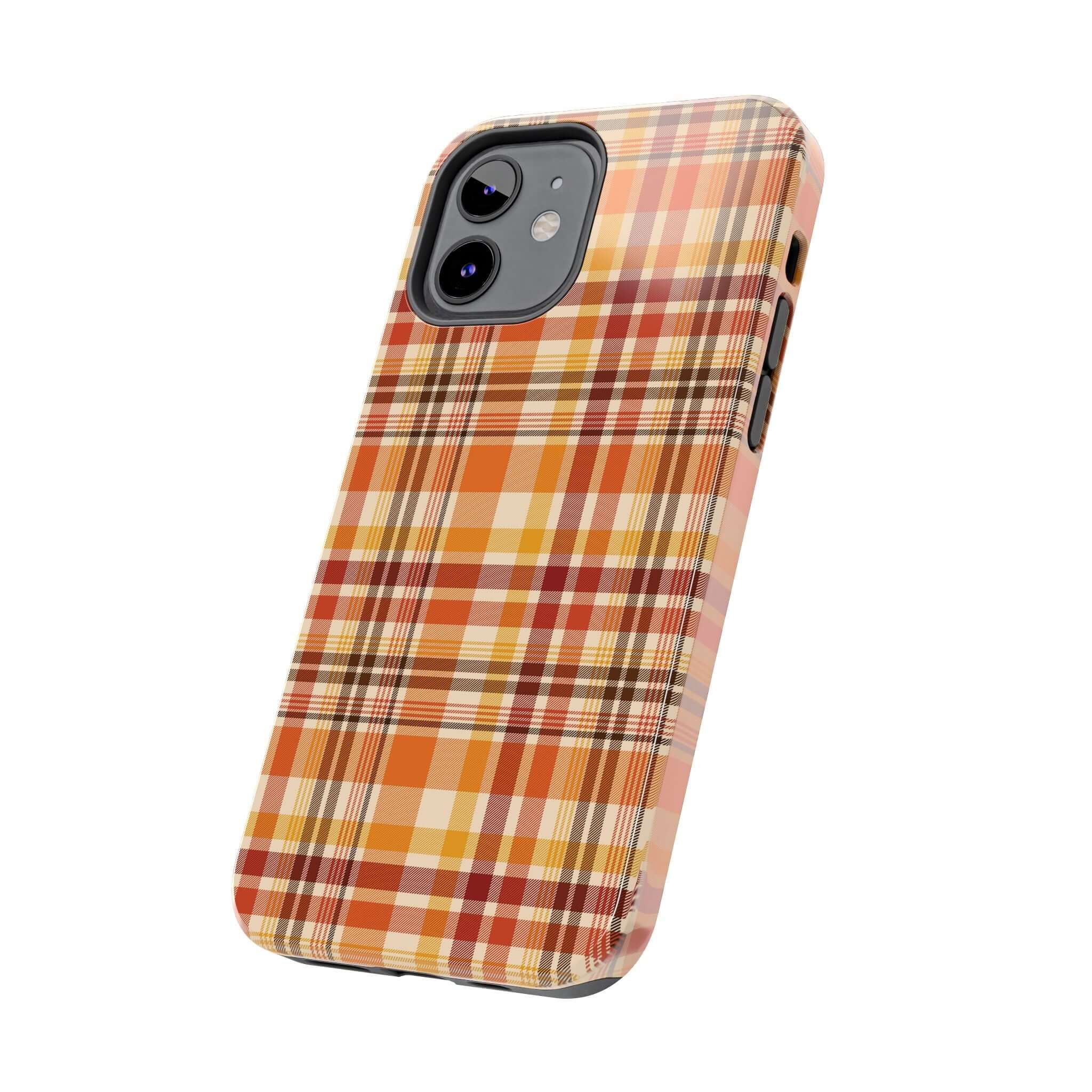 Autumn Air Fall Plaid iPhone Case - Halloween phone case, cute fall plaid iPhone case, stylish autumn phone protection.