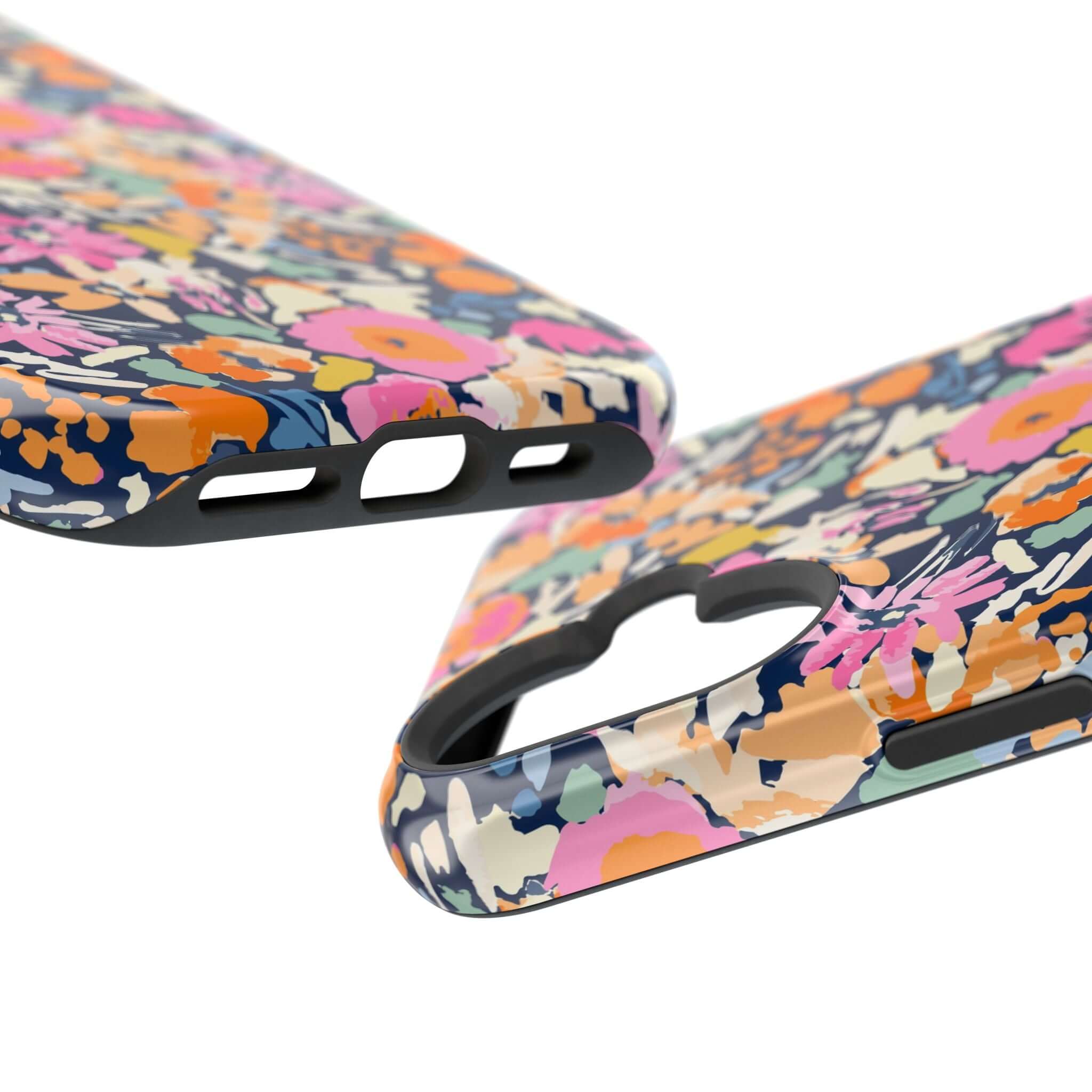 Colorful floral Botanic Burst MagSafe iPhone 16 case with vibrant flowers, offering cute protective design and style.