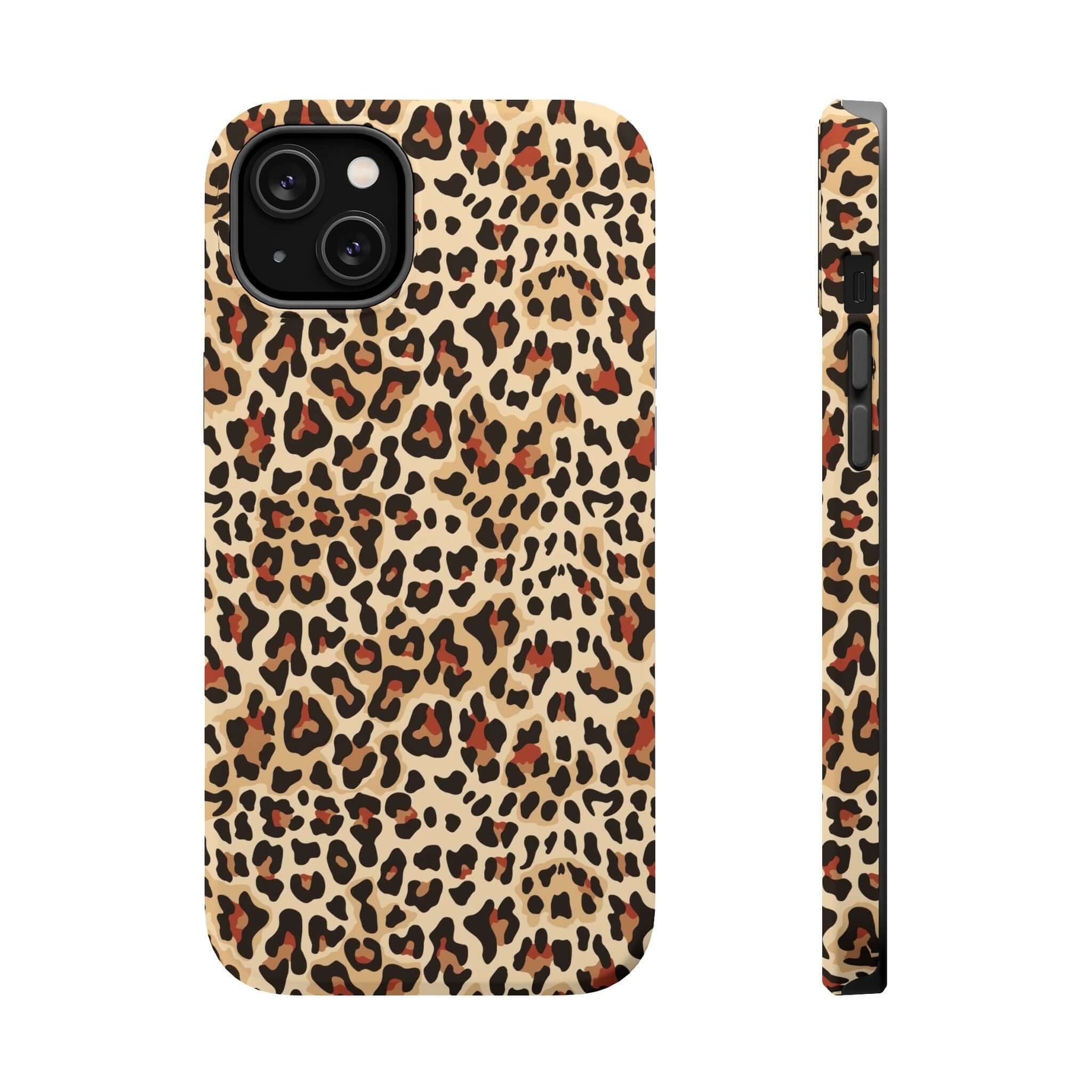 Wildly Chic leopard print MagSafe iPhone case, colorful and cute abstract design, offering style and protection.