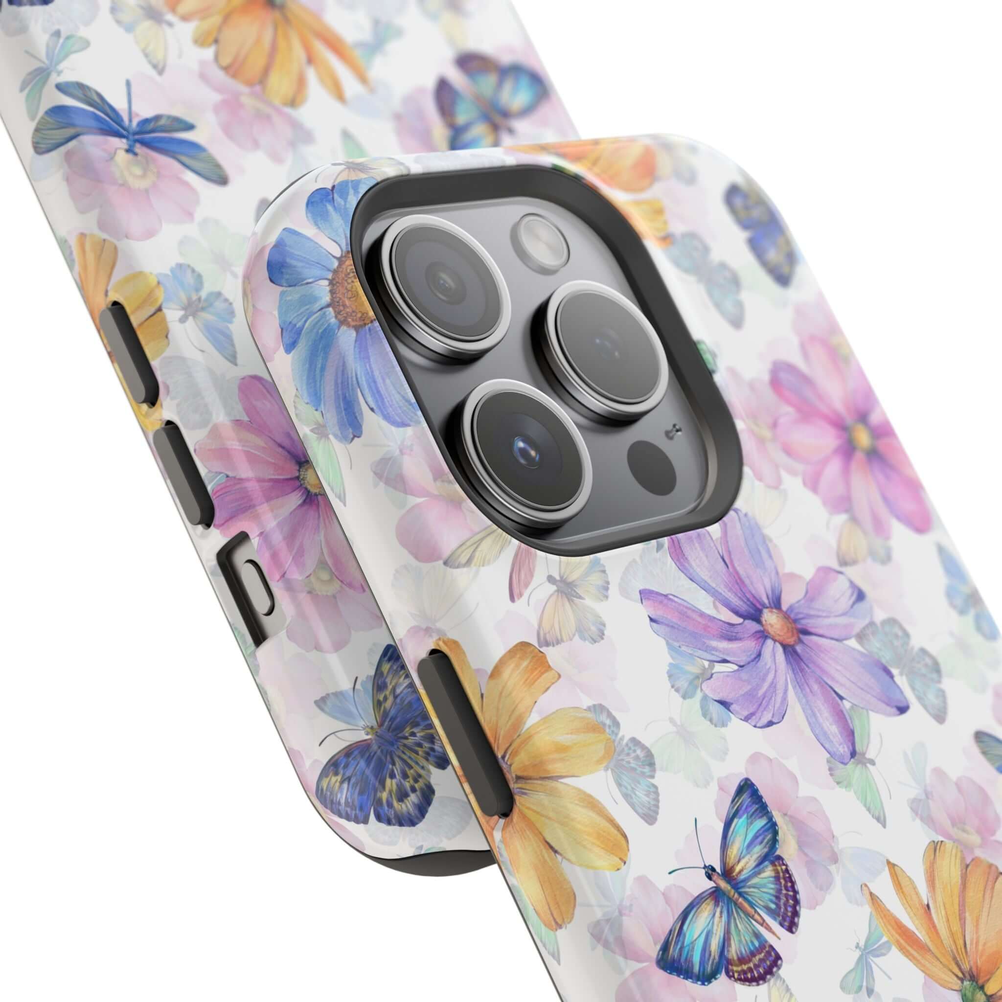 Fluttering Blooms Watercolor Butterfly MagSafe iPhone 16 Case with Cute Protective Design