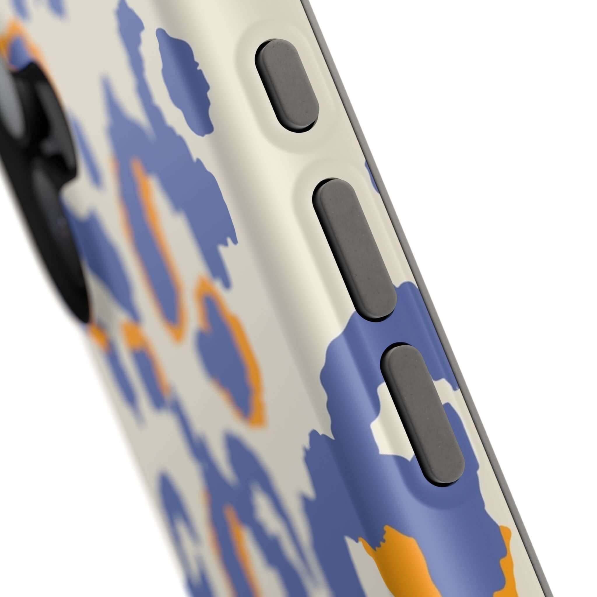 Blue leopard print Safari Blaze case, colorful and cute abstract iPhone MagSafe case for a fun and stylish phone protection.