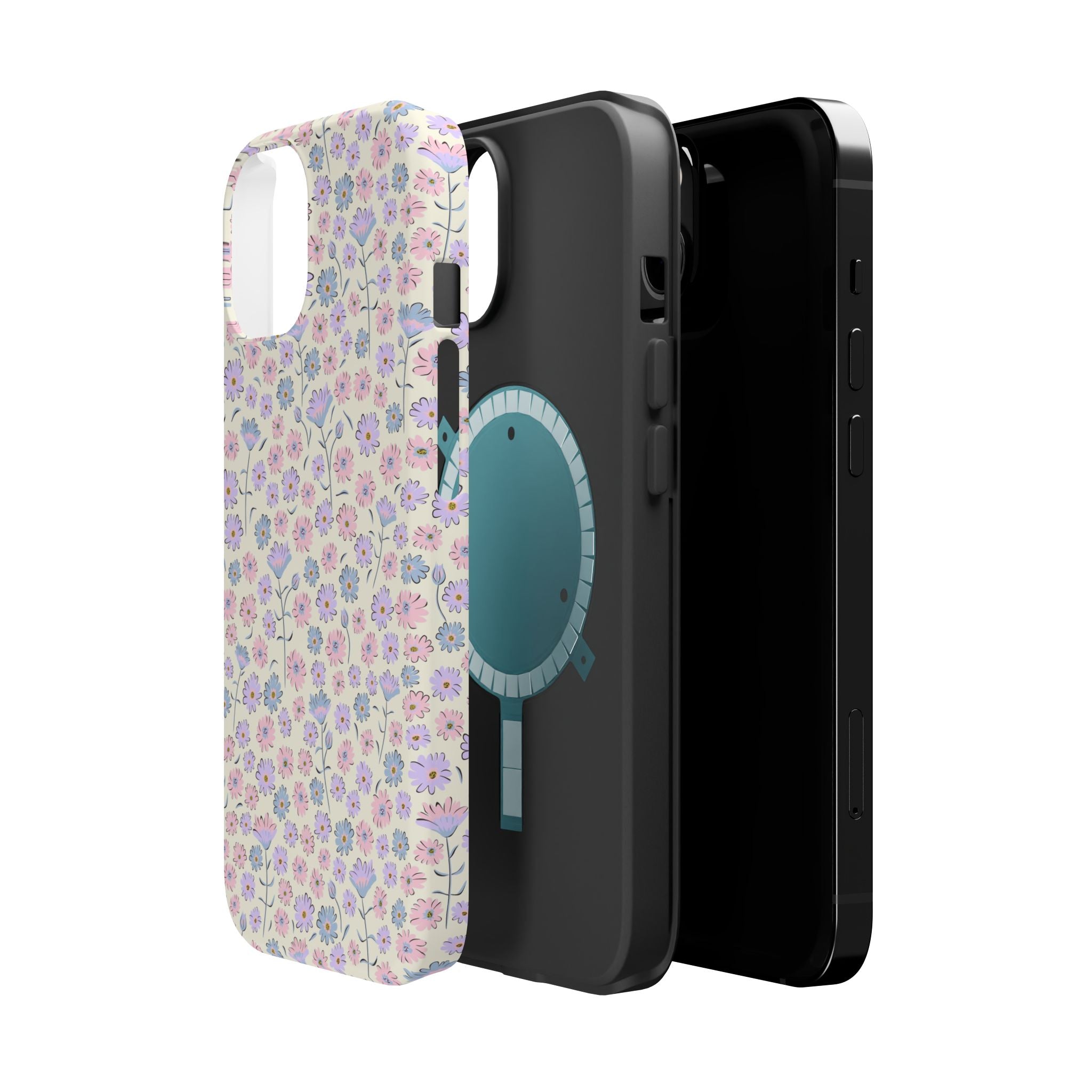 Pink Flower Case for iPhone 16 with cottagecore design and MagSafe compatibility, showcasing a cute and stylish phone cover.