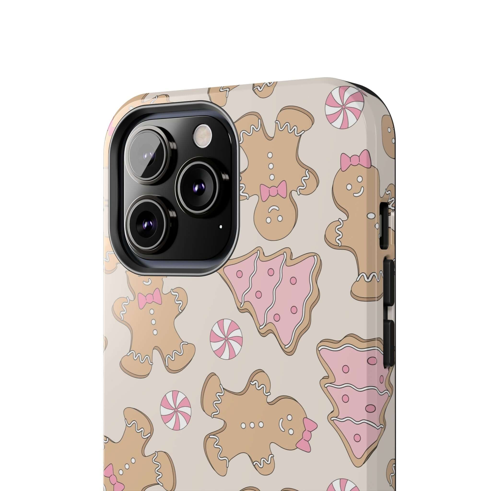 Cute Gingerbread Girlie Christmas phone case with colorful holiday pattern for iPhone protection and festive cheer.