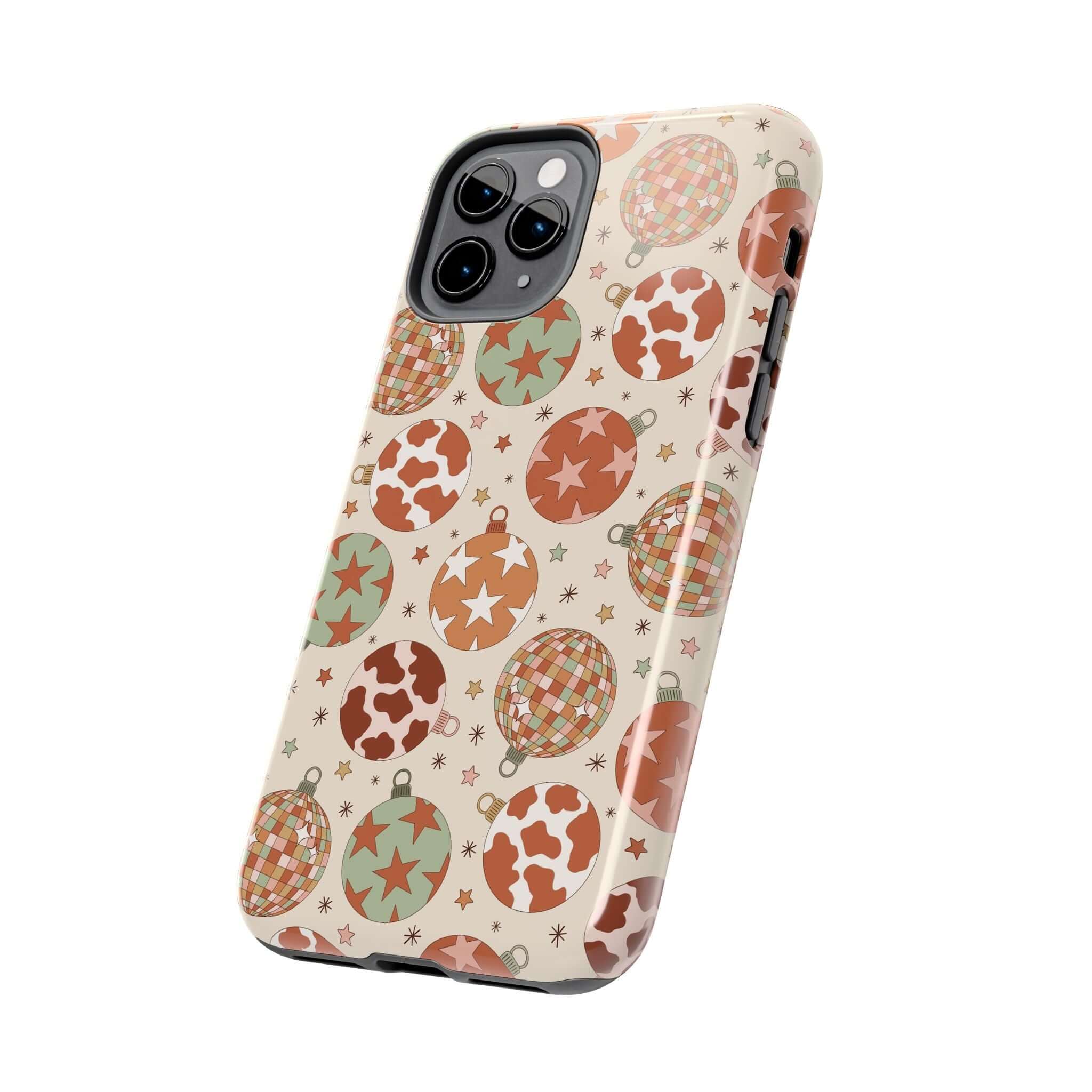 Colorful cowgirl Christmas iPhone case with festive western pattern, cute phone cover for holiday gifting and accessories.