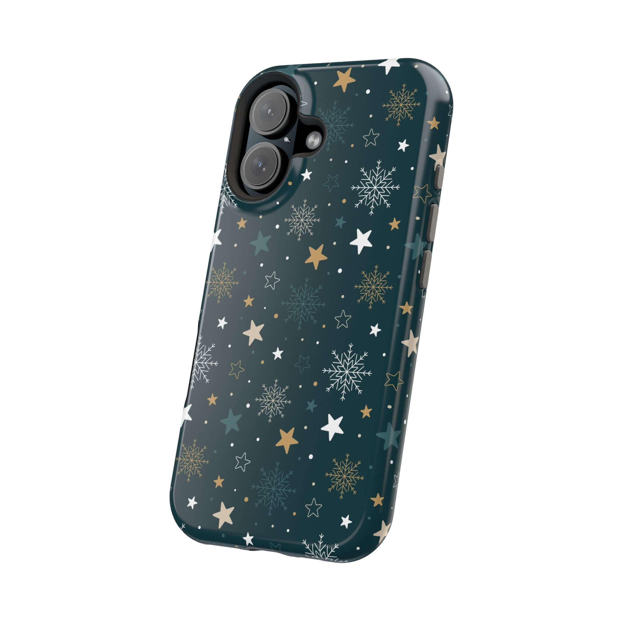 Frosted Wishes MagSafe Christmas phone case with snowflakes and stars design, perfect holiday and xmas cute phone cover.