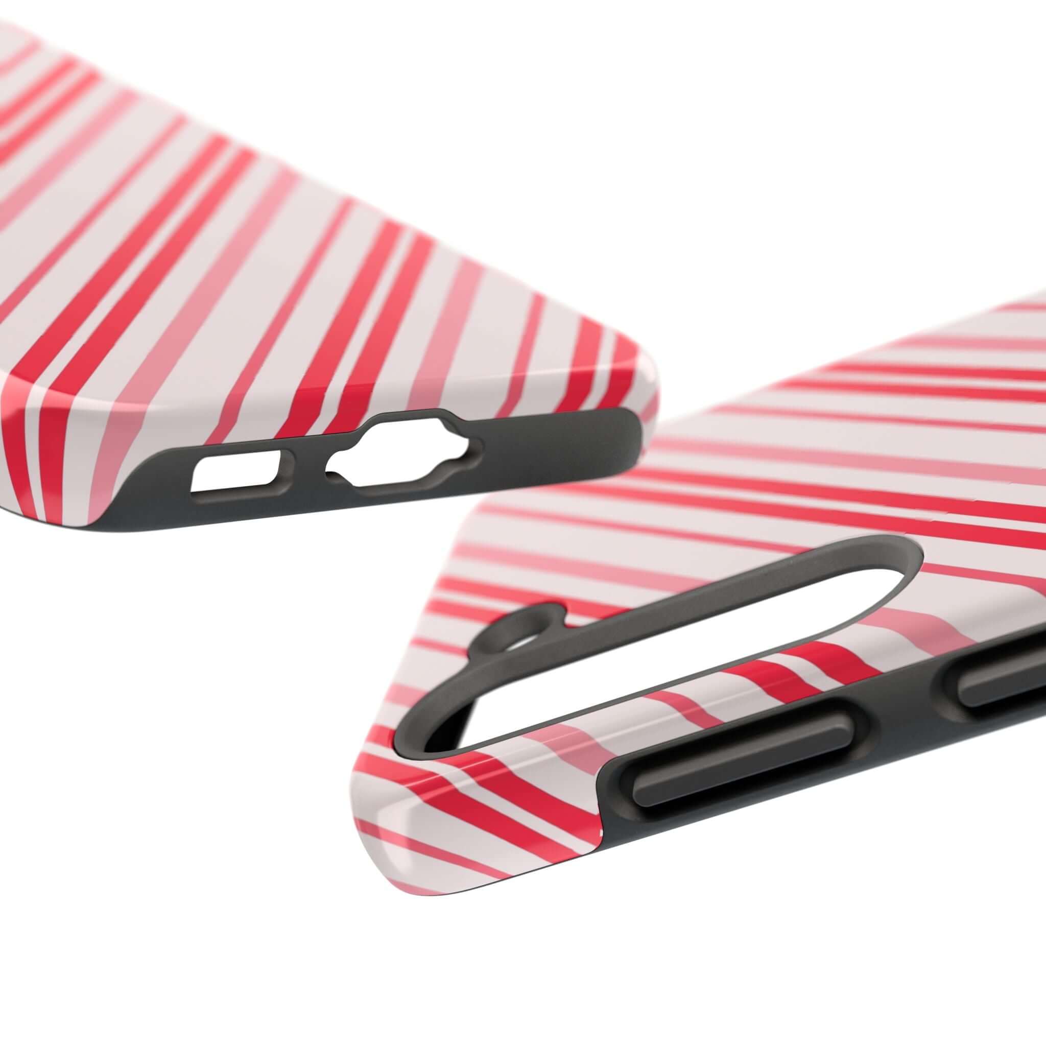 Candy Cane Cutie striped holiday phone case for iPhone, featuring festive red and white design for a cute custom look.