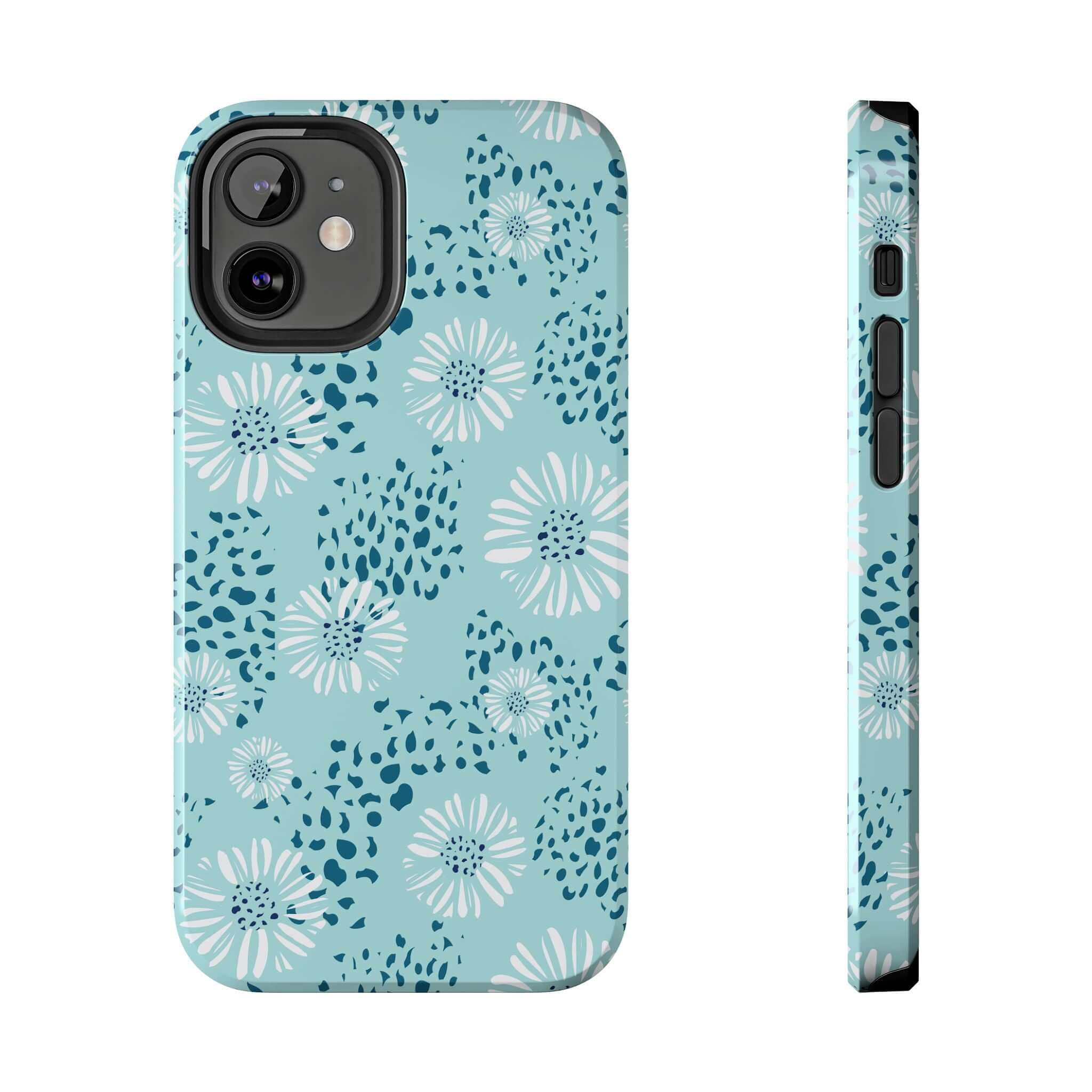 Coastal Aesthetics Floral Beach teal phone case for iPhone 14 Pro Max and Samsung S23, colorful and cute summer design