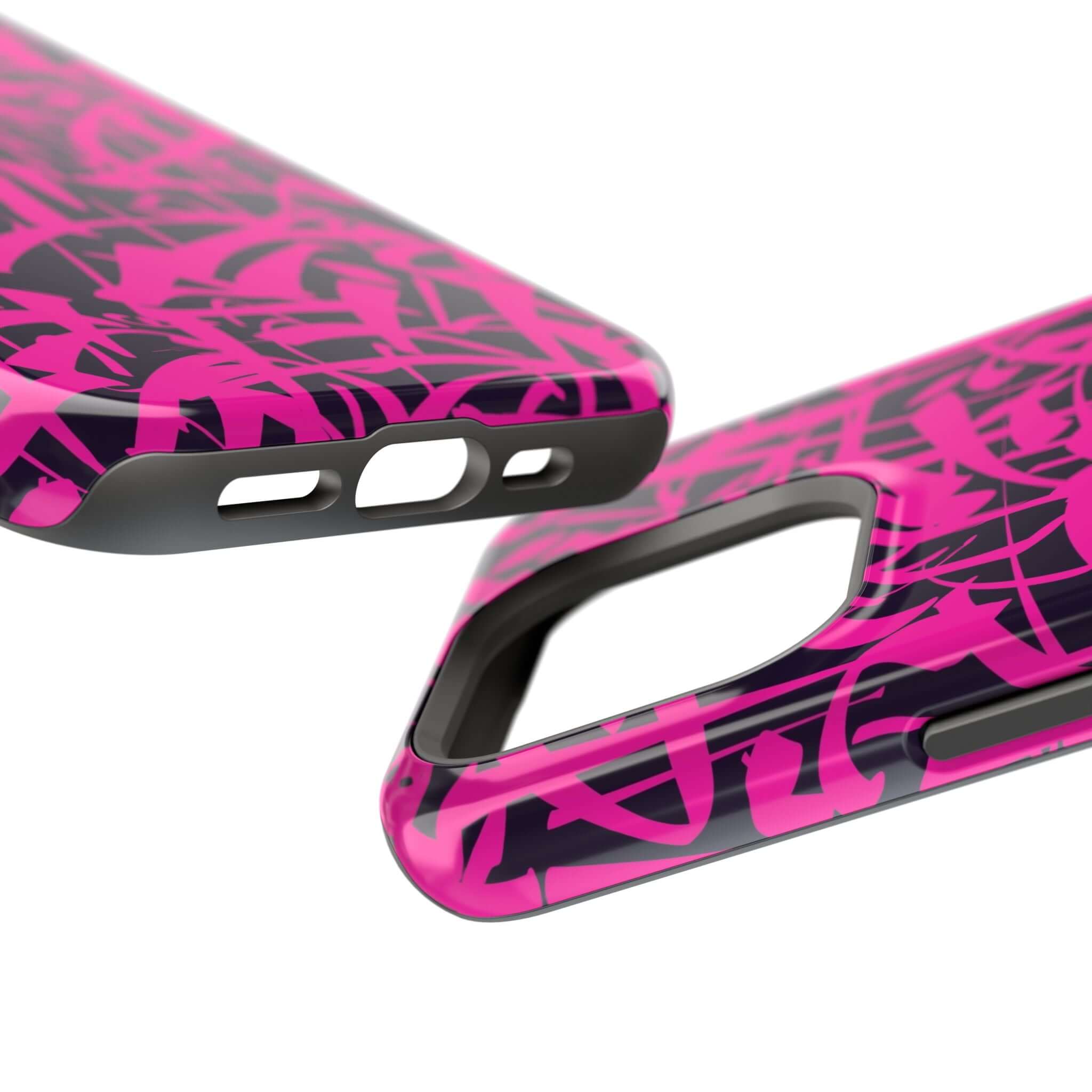 Close-up of the Midnight Pop | Pink Art Case, showcasing colorful abstract design and sleek protection for iPhone.