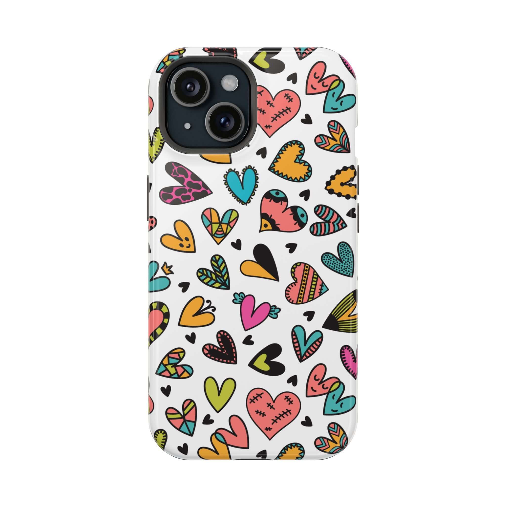 Colorful Kaleidoscope of Hearts iPhone case with cute and stylish heart design, available with free shipping.