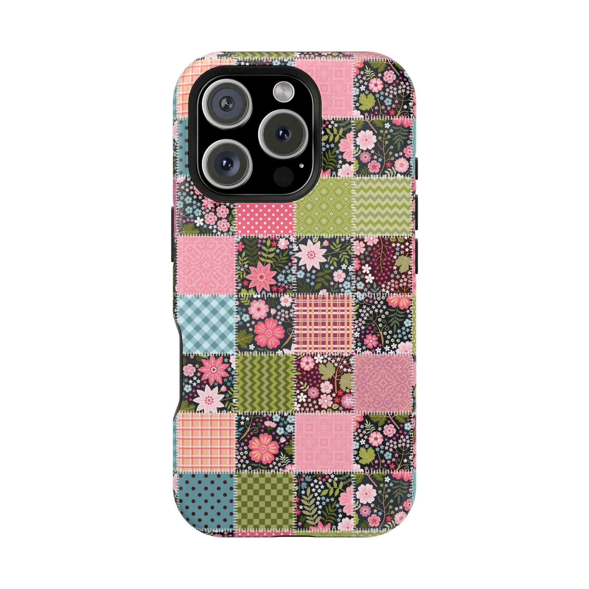 Flora Forage Wildflower Patchwork MagSafe iPhone Case, Cute Floral Phone Cover for Free-Spirited Granola Girls