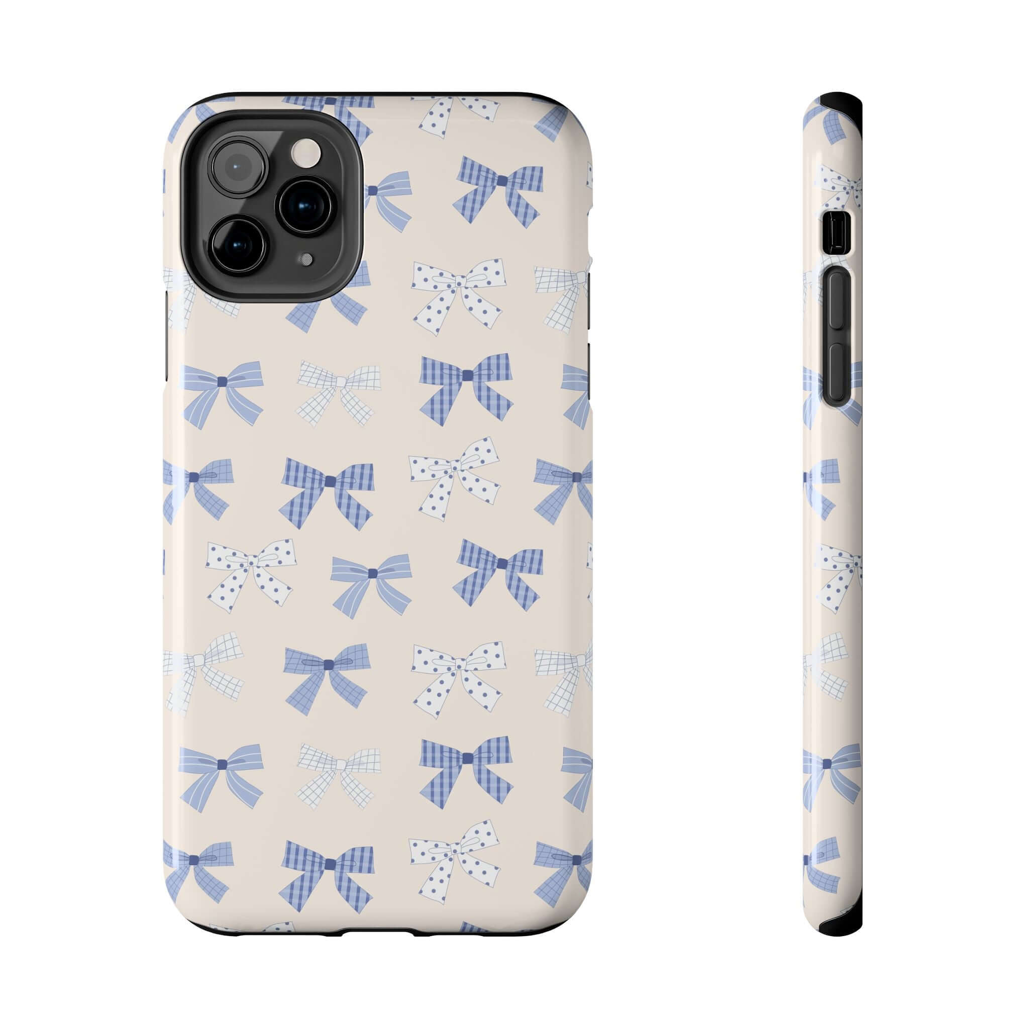 Cute Bride to Be Blue Coquette iPhone 16 Case with Blue Bows Design, Girlie and Playful Phone Protection.