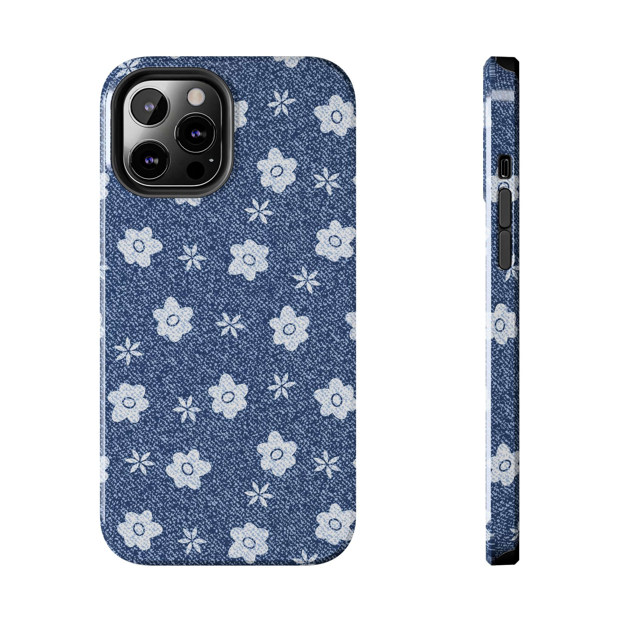 Daisies Denim iPhone 14 Pro Max Case - Cute and Protective Phone Case