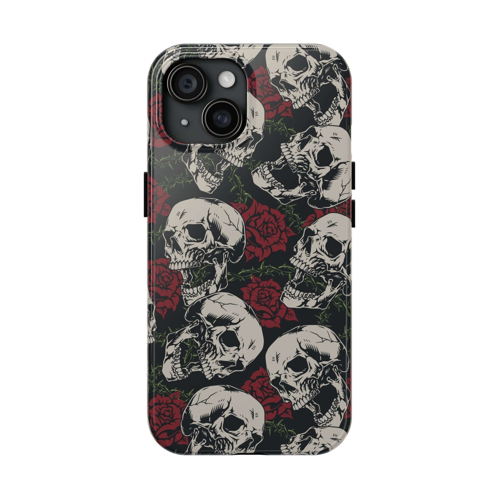 Baddie Girl Vibes Skull Rose iPhone 16 Case, Cute MagSafe Protective Phone Case with Skull and Rose Design