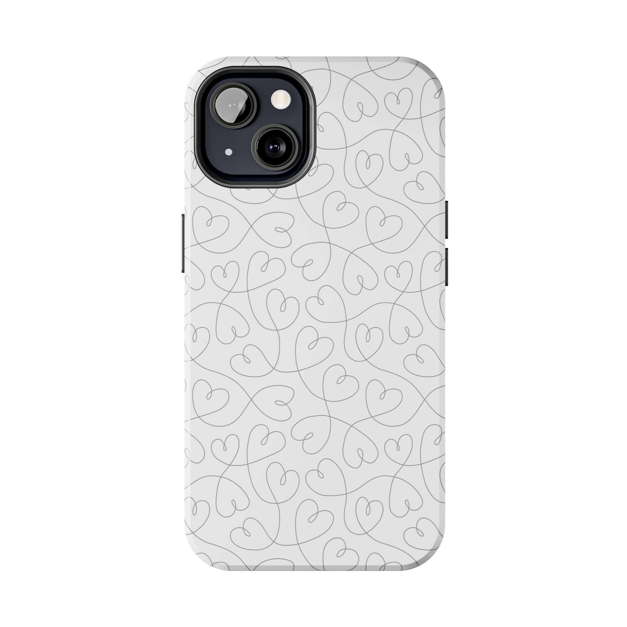 Abstract Hearts Phone Case for iPhone 14 Pro Max with Silver Background - Cute Wedding Design