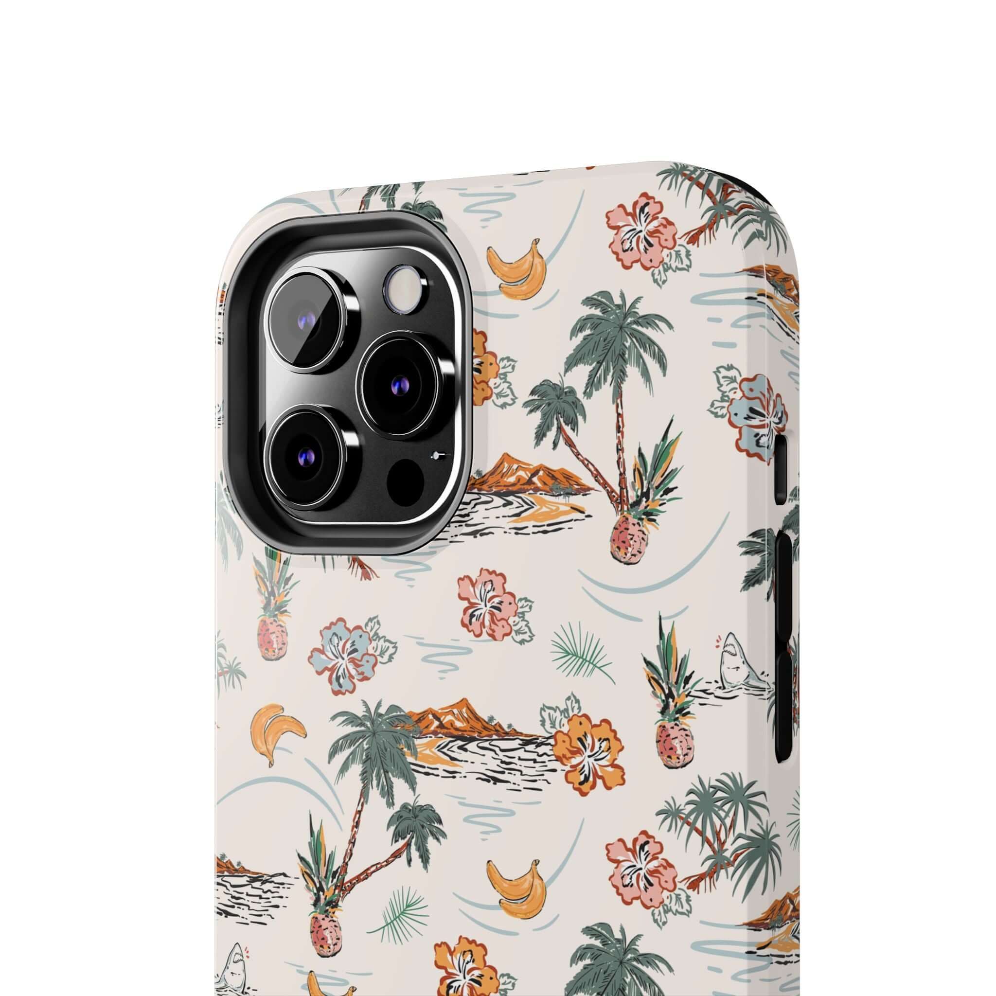 Tropical Vacation cute iPhone 14 case with palm tree design, perfect beach getaway phone cover with free shipping