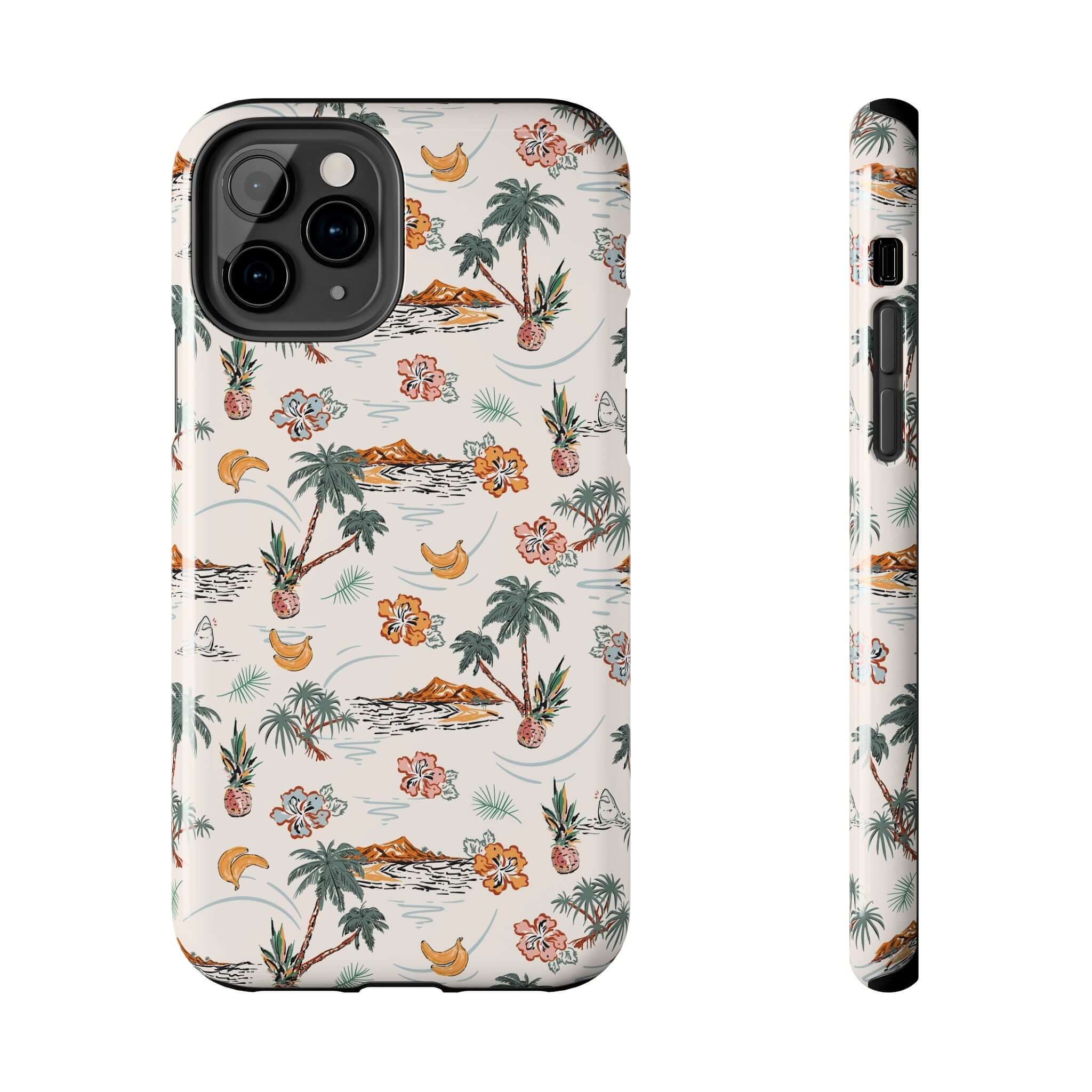 Cute iPhone 14 case with tropical palm tree design, perfect beach phone cover with free shipping