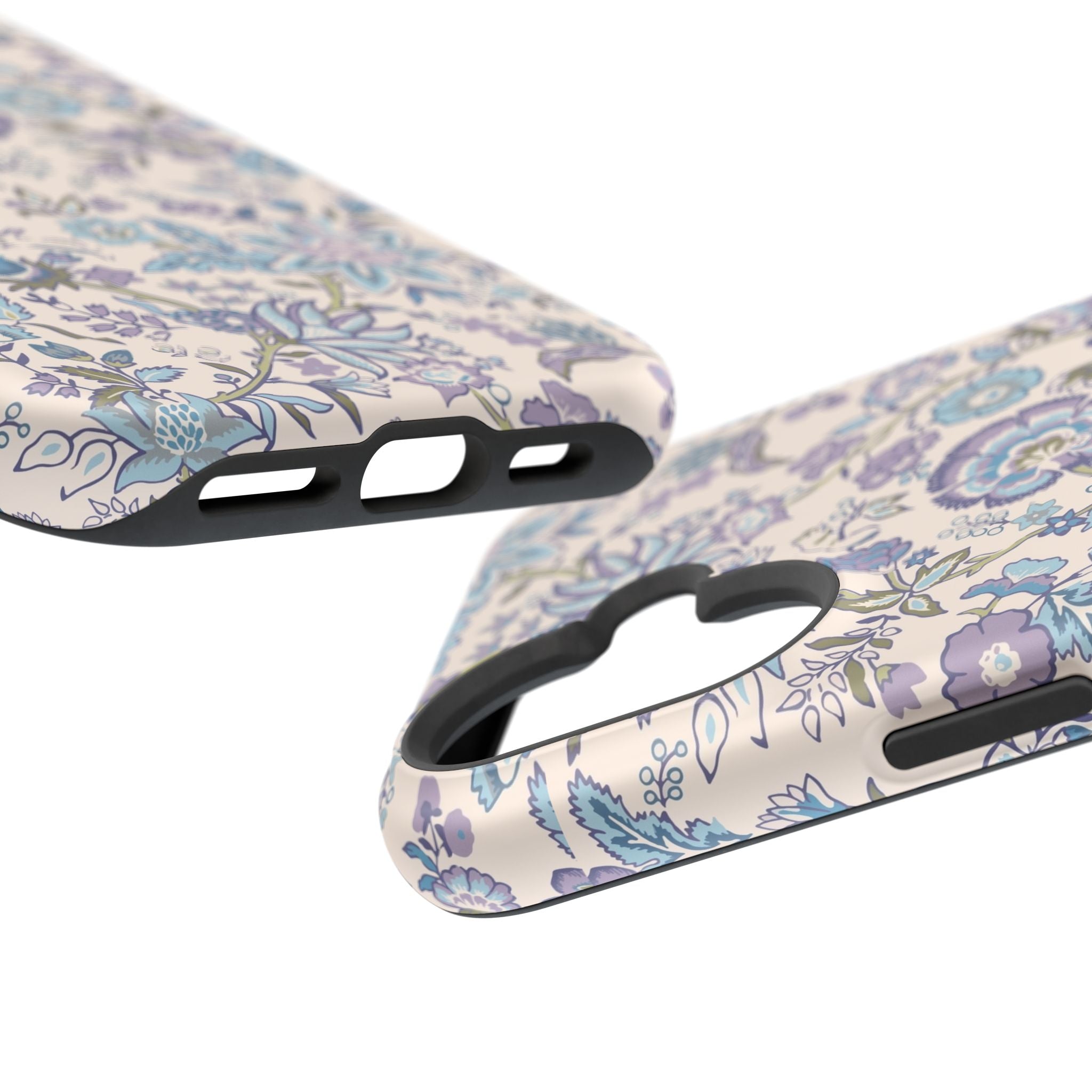 Blue CottageCore MagSafe iPhone Case with Floral Design, Cute Phone Cover for Nature Lovers