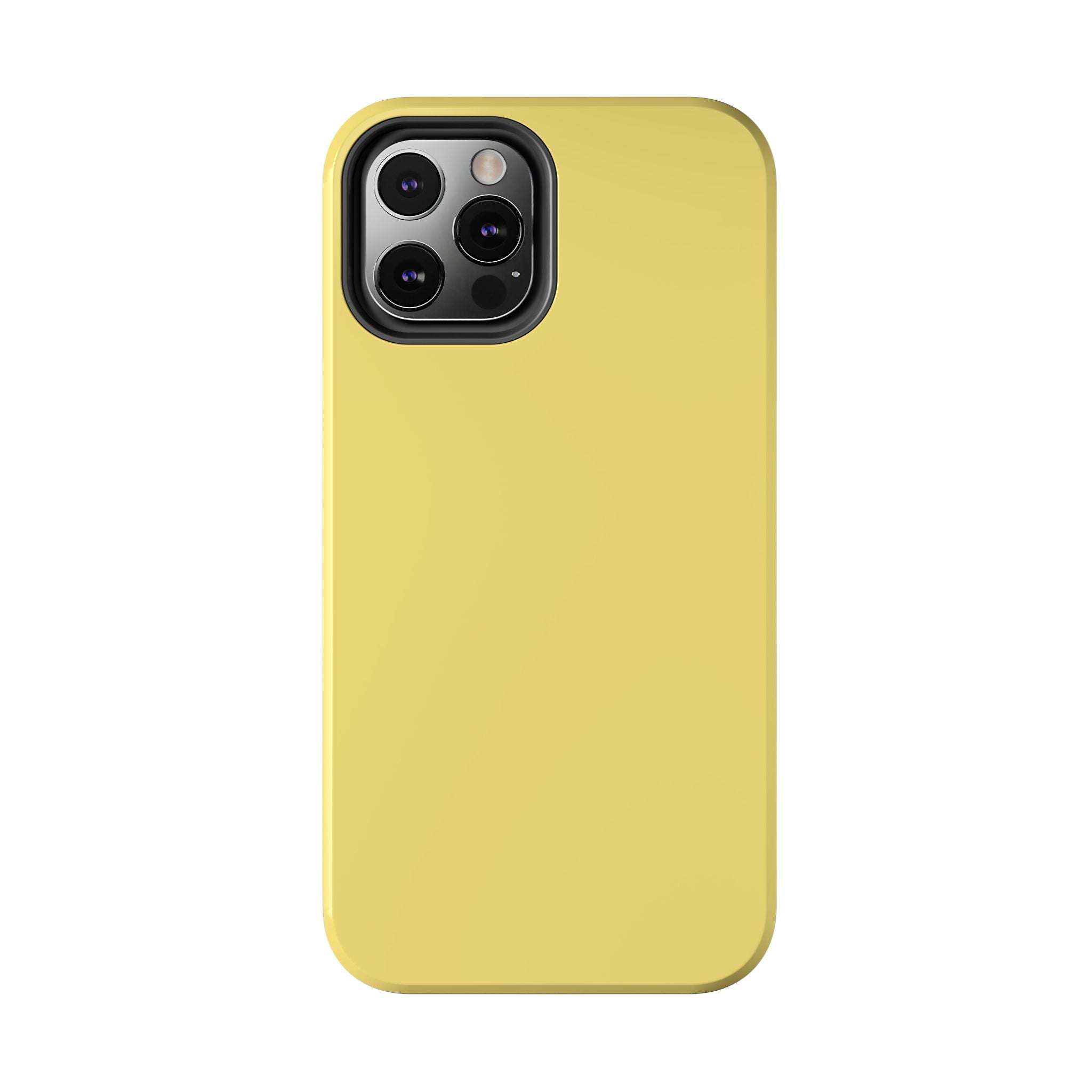 Solid yellow Lemon Drop iPhone case, a cute phone case for iPhone, adding playful flair. Ideal as a floral iPhone case alternative.