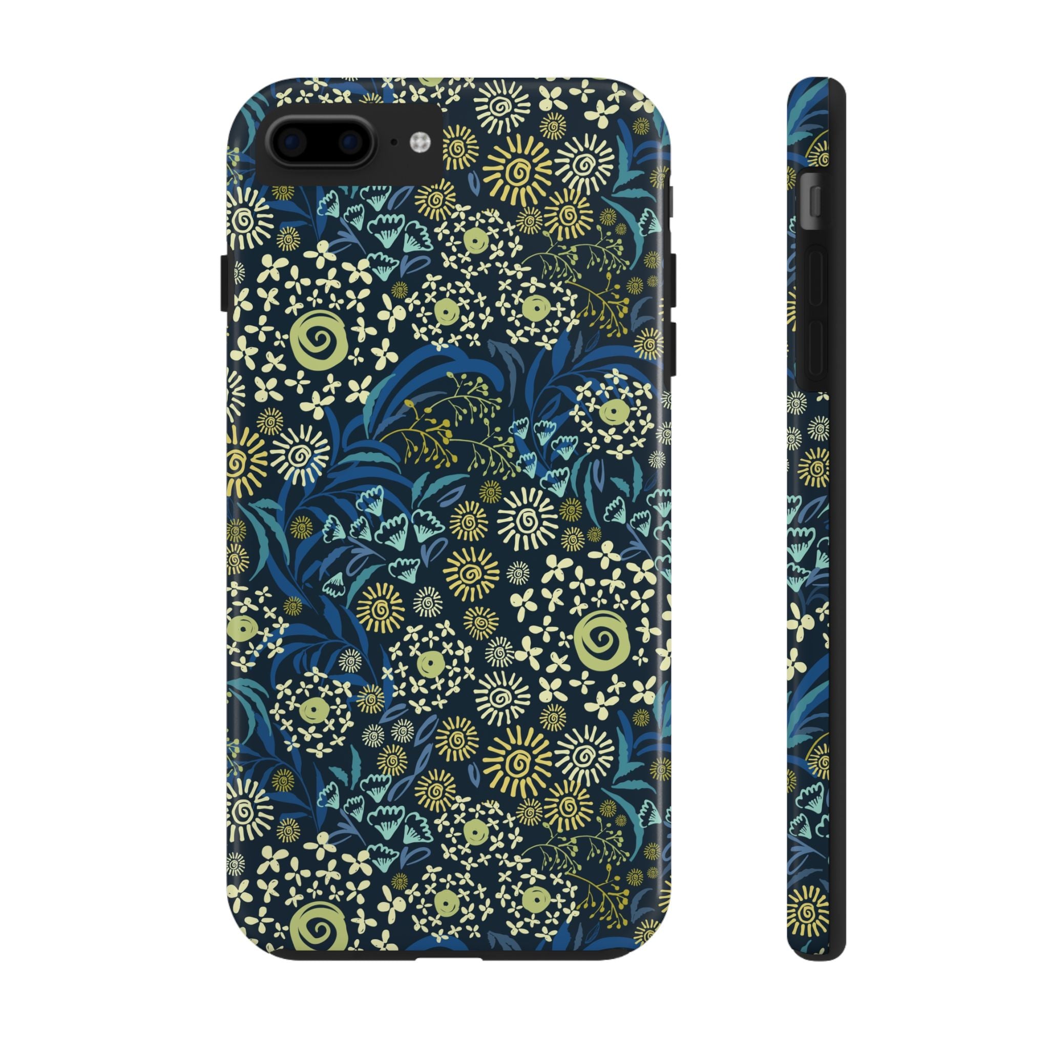 Blue floral iPhone case cover, Botanic Breeze, cute phone case with flowers design, i phone case, protects from scratches, stylish phone accessory.