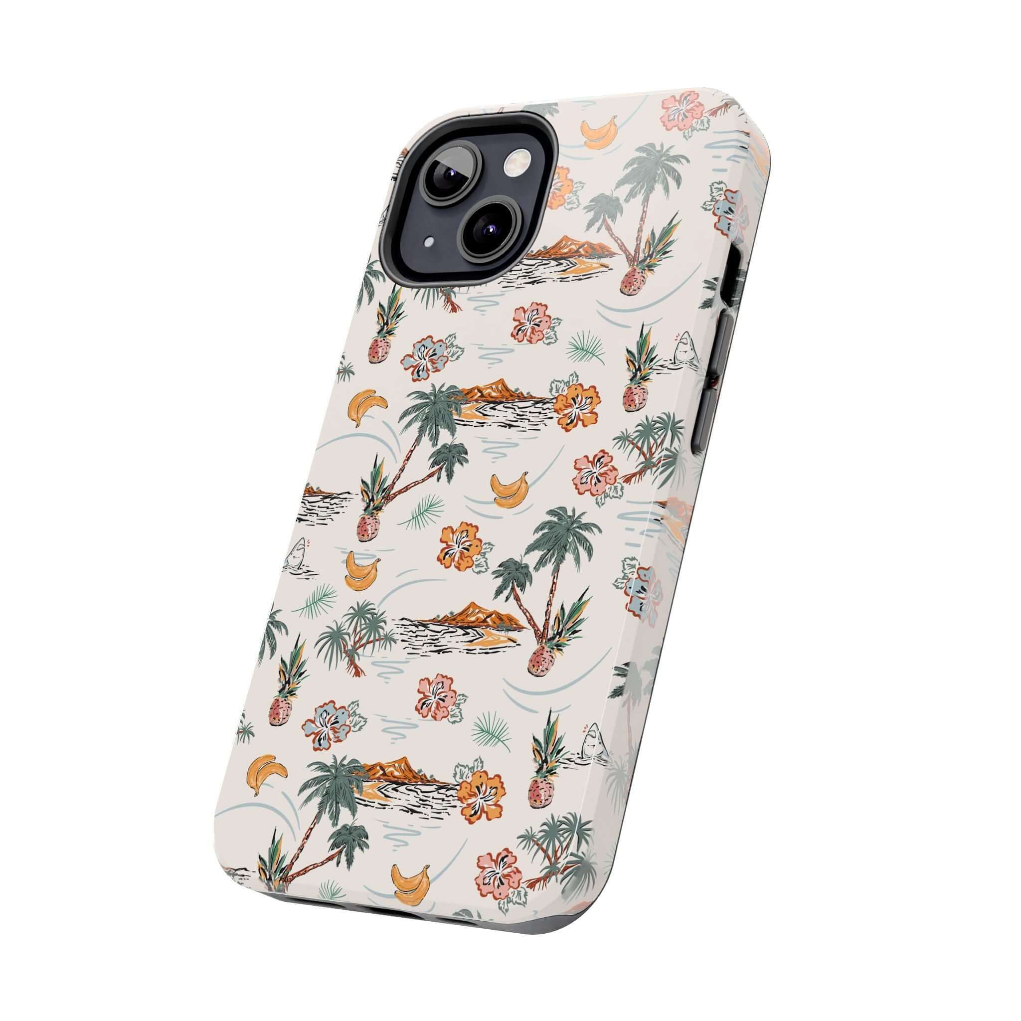 Tropical Vacation Beach Case for iPhone 14 with cute palm tree design, perfect for beach getaways, free shipping included