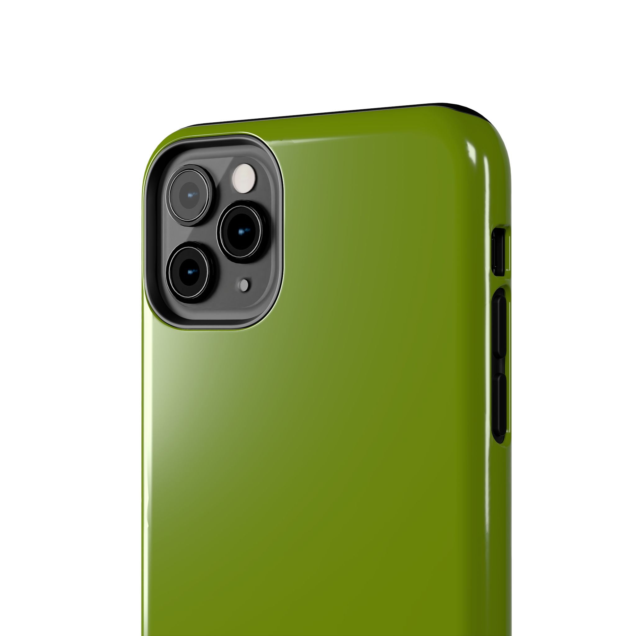 Solid green Matcha Tea iPhone case, cute phone case for iPhone with scratch protection, trendy floral design.