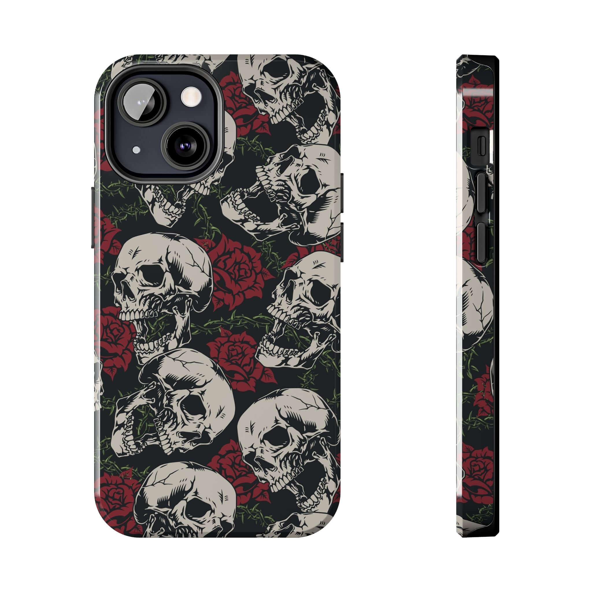 Cute MagSafe iPhone 16 case with rebellious skull and rose design, offering stylish and protective vibes for your phone.